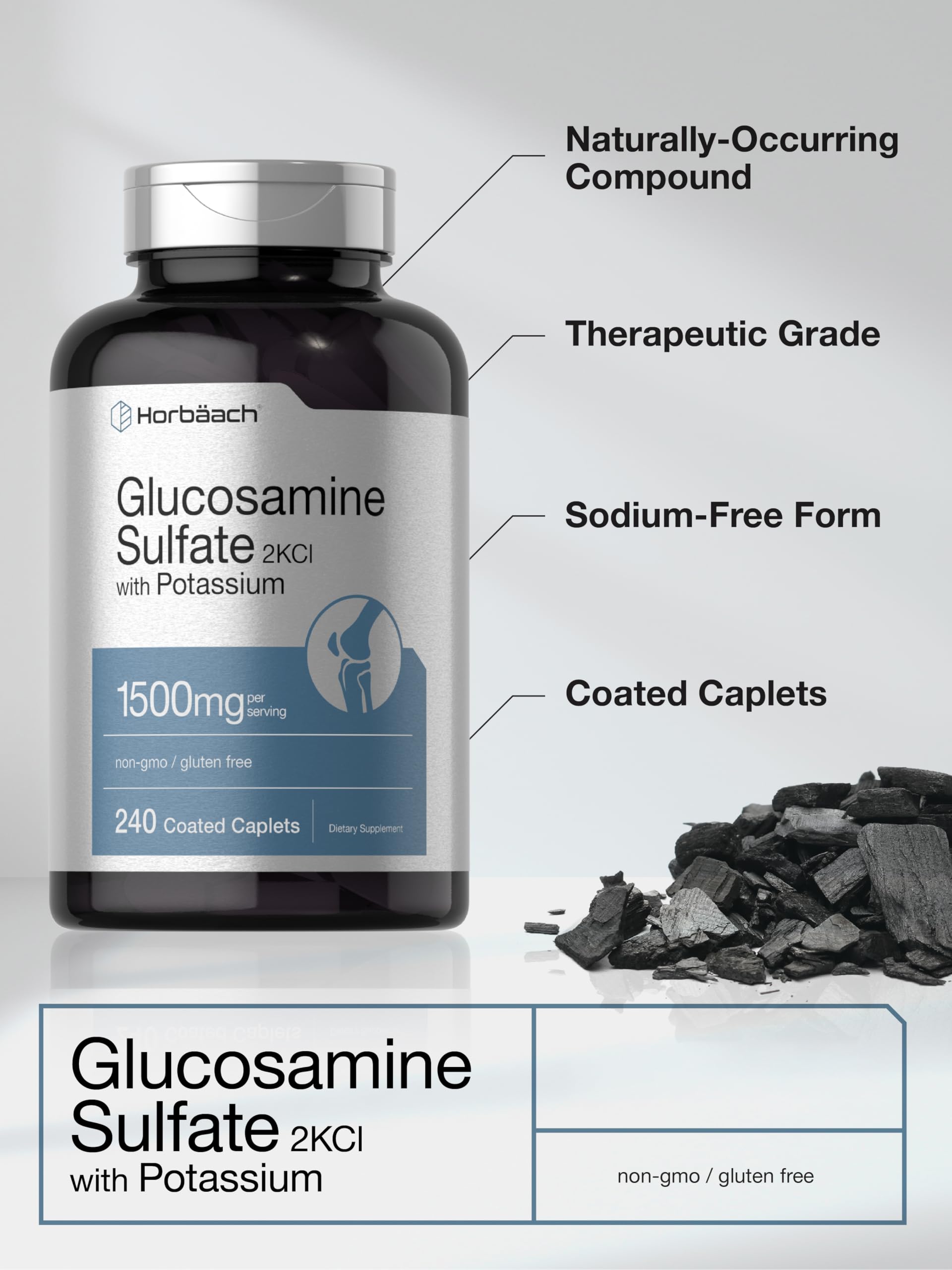 Horbäach Glucosamine Sulfate 2KCI 1500mg supplement ingredients list