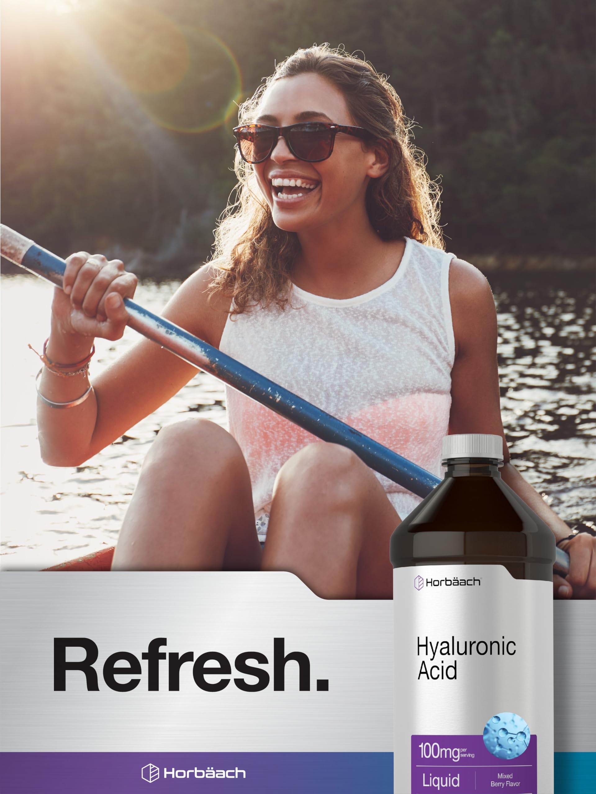 Horbäach Hyaluronic Acid Liquid Supplement in a kitchen setting