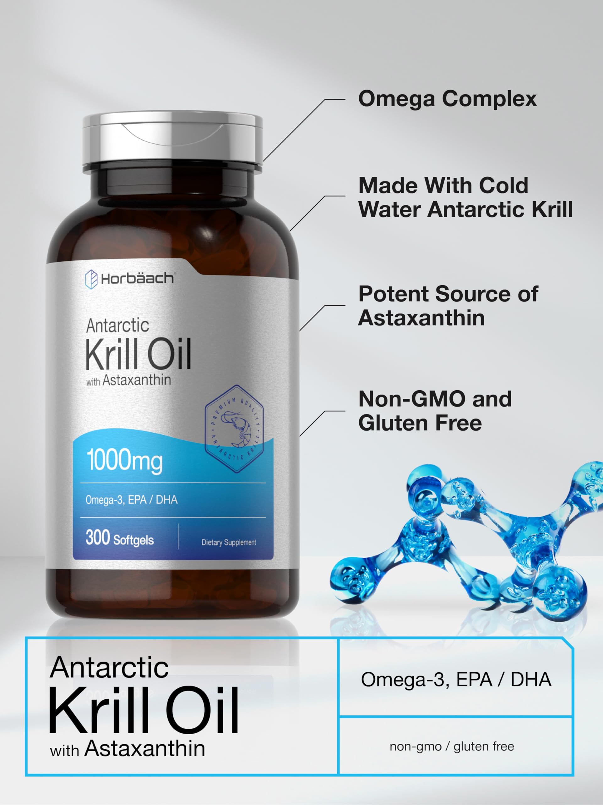 Horbäach Krill Oil Softgels 1000mg nutritional information