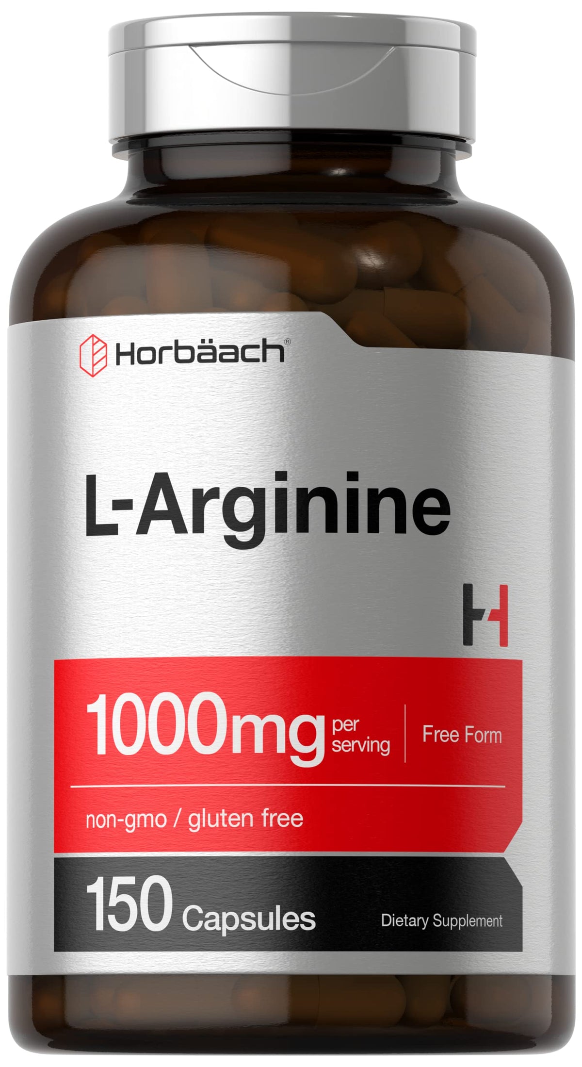 Horbäach L-Arginine 1000mg supplement front view