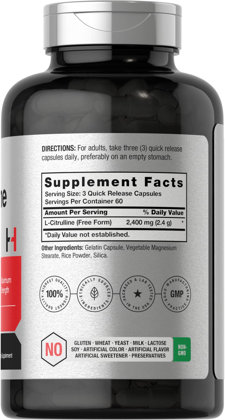 Horbäach L-Citrulline 2400mg capsules side view