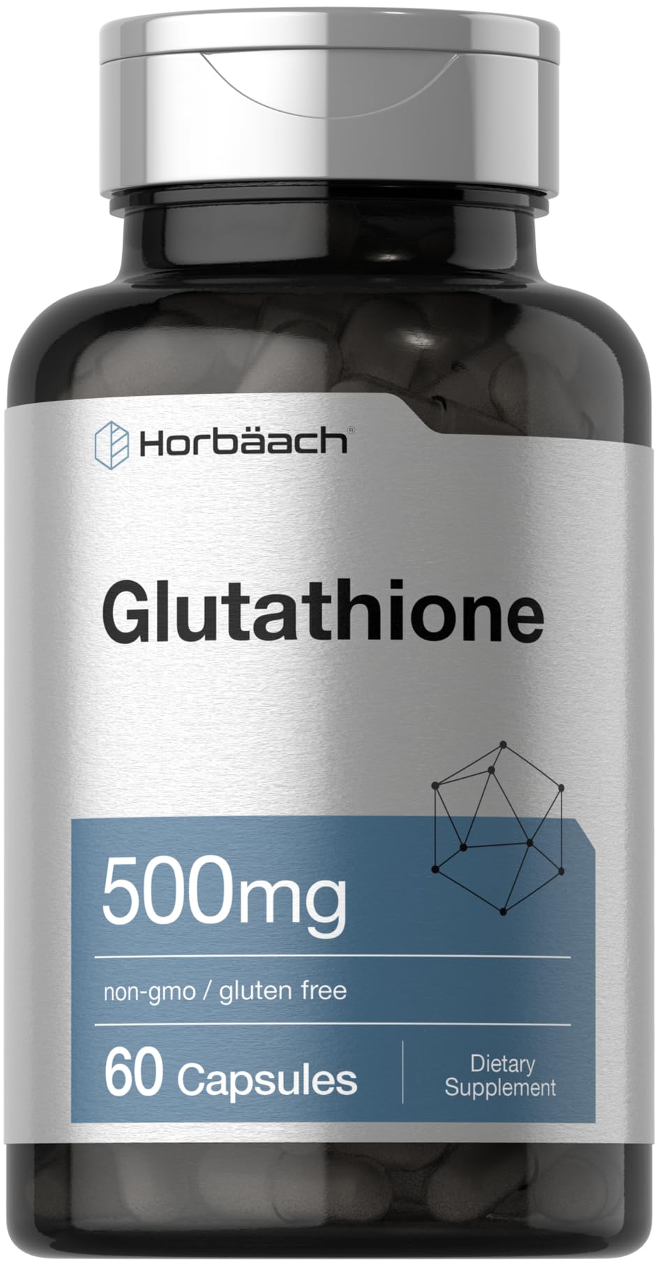 Horbäach L-Glutathione 500 mg capsules bottle front view