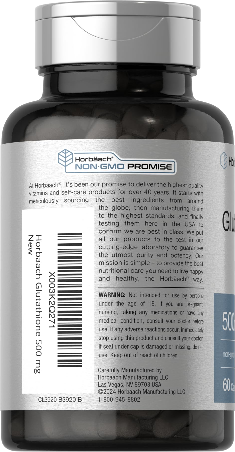 Horbäach L-Glutathione bottle with label details