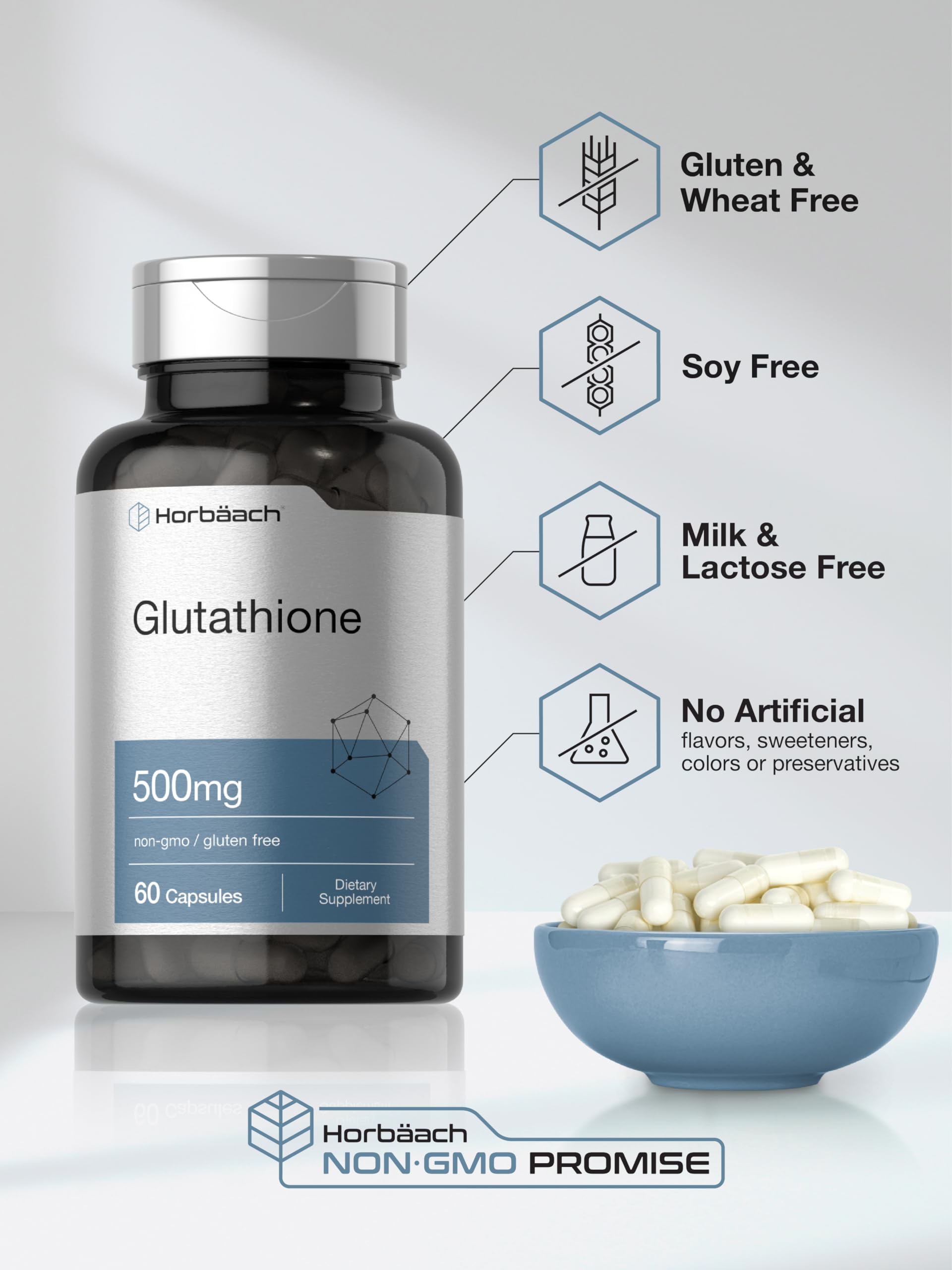 Horbäach L-Glutathione capsules close-up
