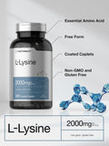 Horbäach L-Lysine 2000mg caplets on a wooden table