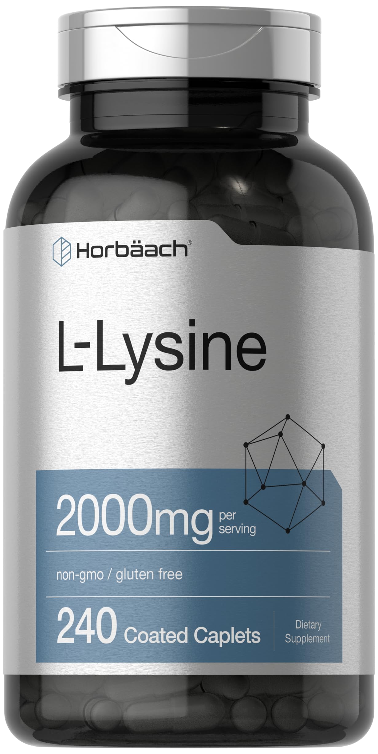 Horbäach L-Lysine 2000mg coated caplets front view