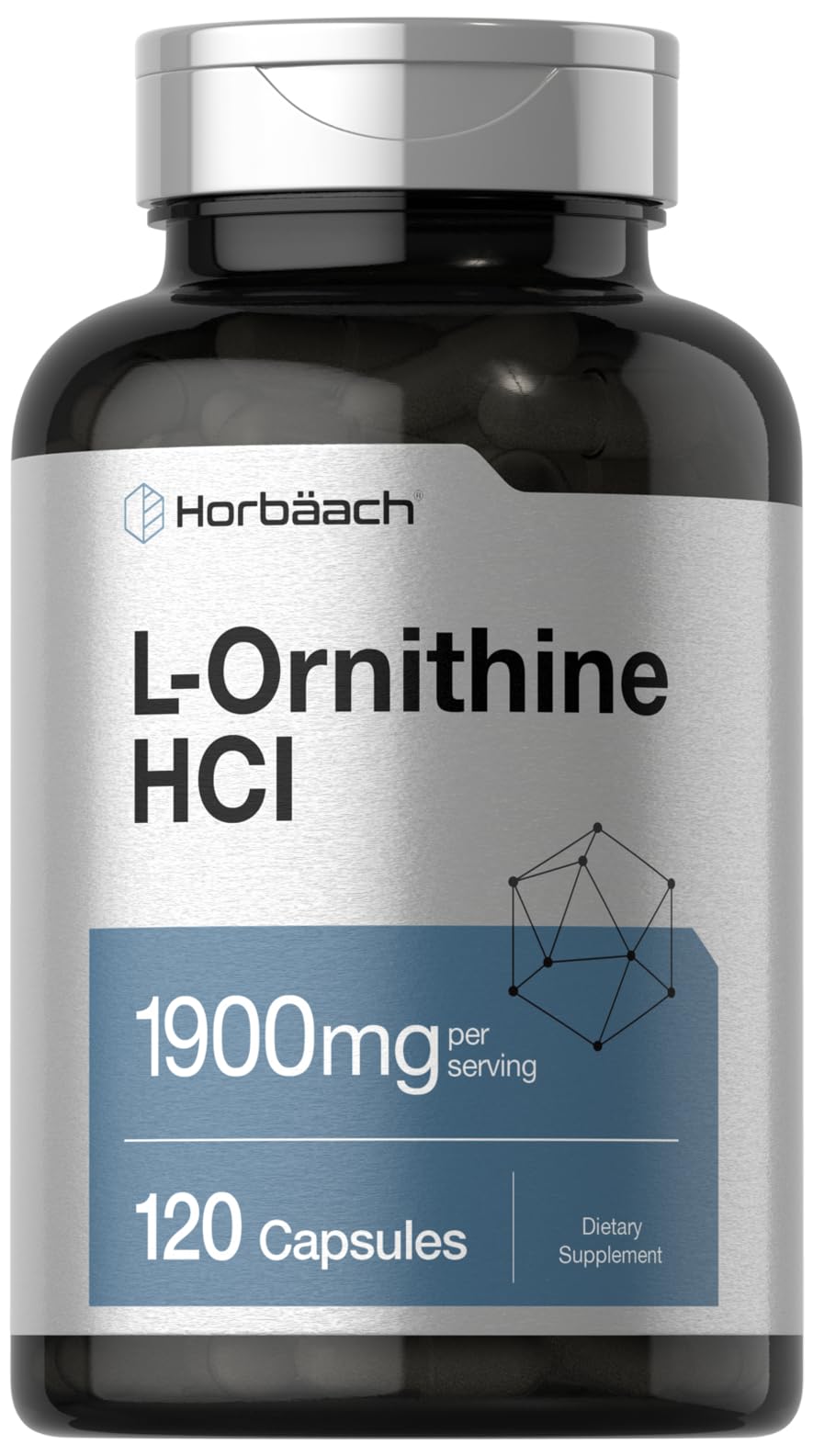 Horbäach L-Ornithine HCl 1900mg quick-release capsules front view