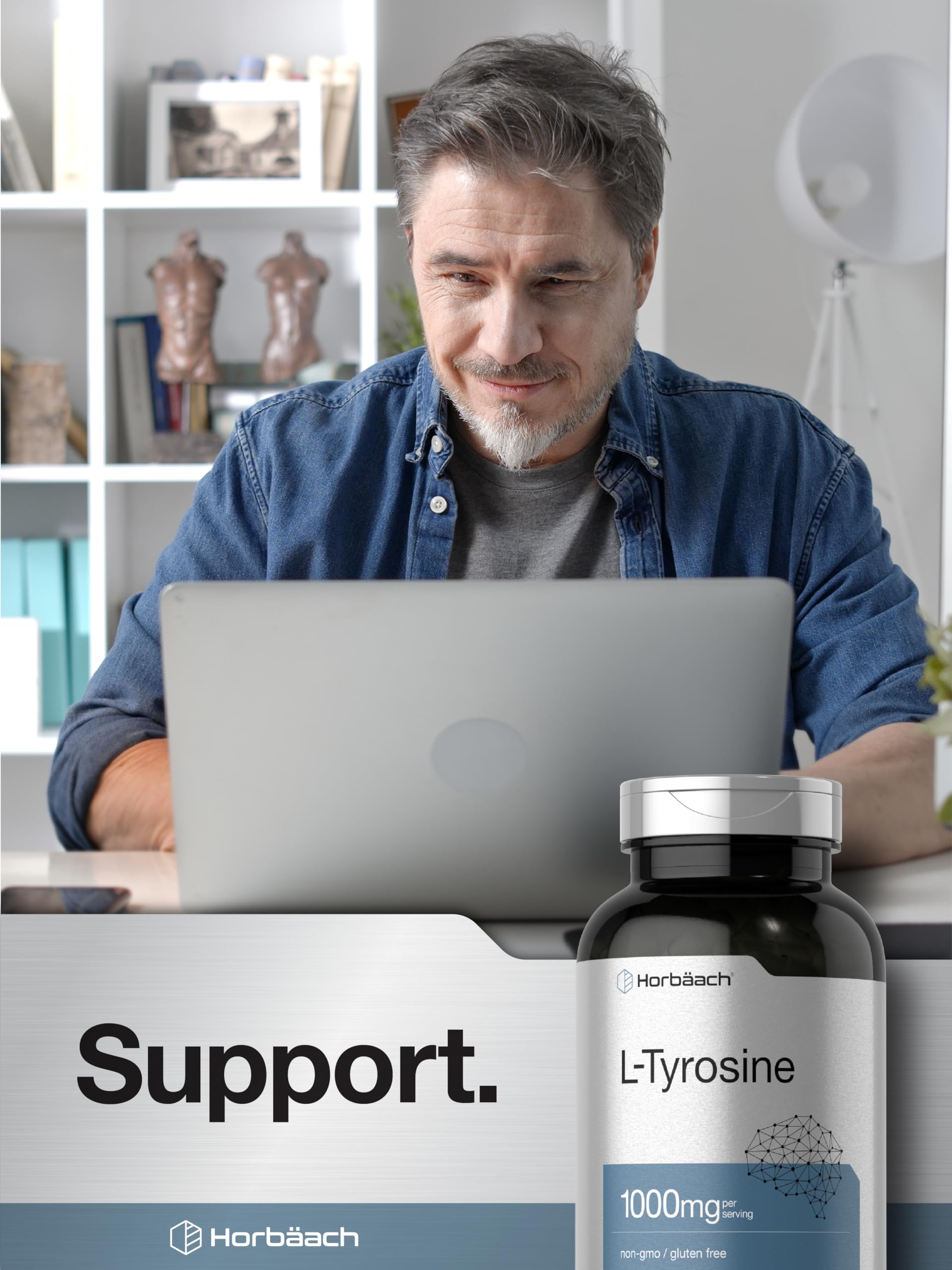 Horbäach L-Tyrosine 1000mg capsule bottle back view