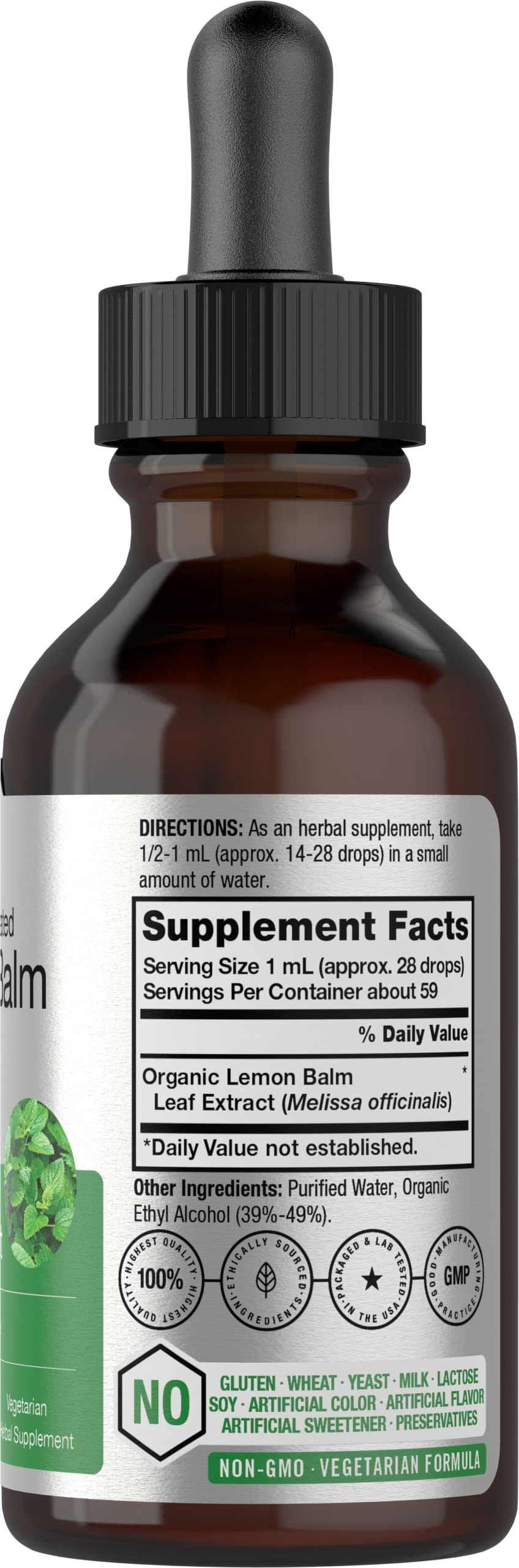 Horbäach Lemon Balm Leaf Extract 118g bottle side view