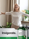 Horbäach Lion's Mane Mushroom Supplement with a measuring spoon