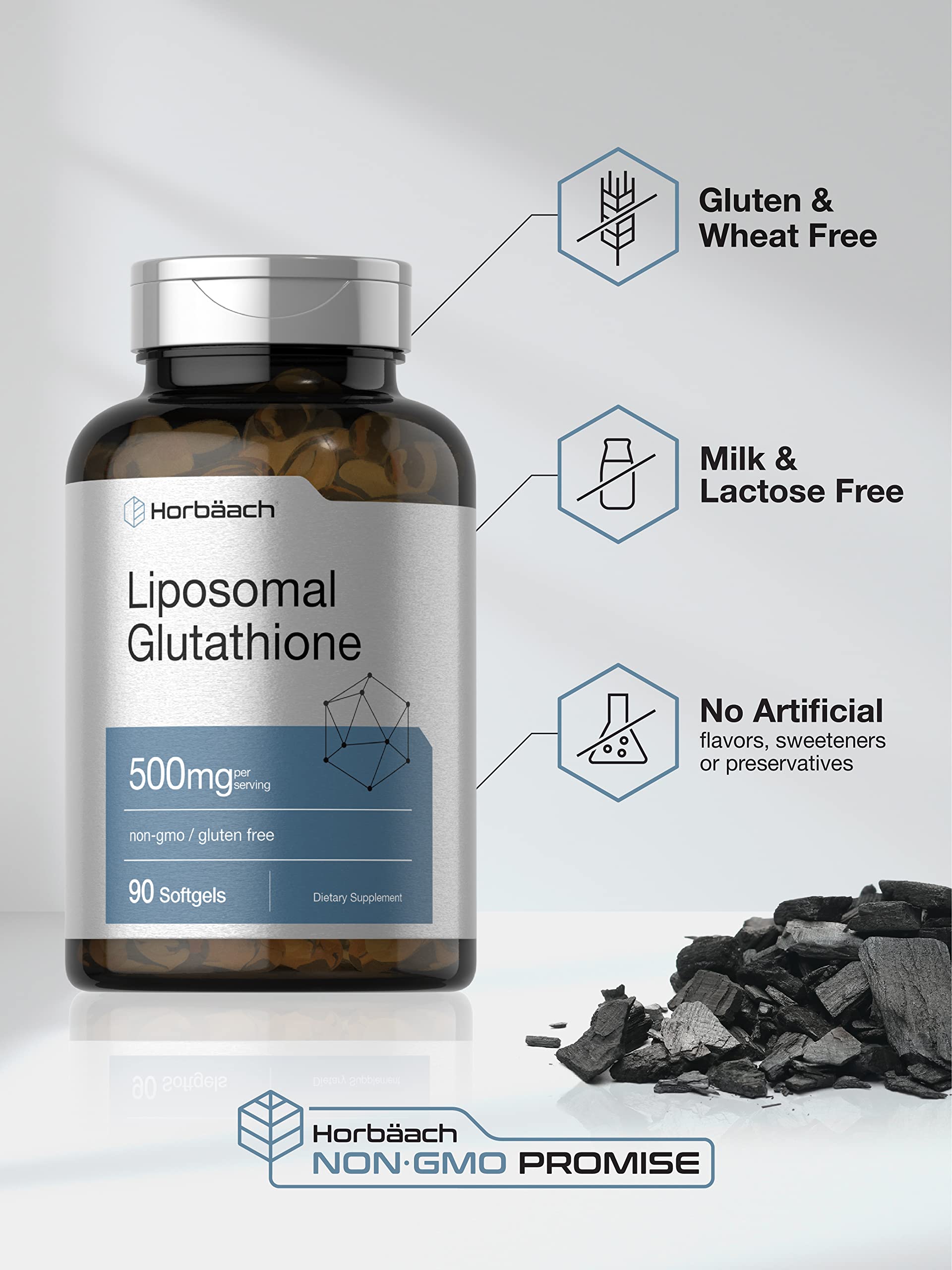 Horbäach Liposomal Glutathione 500mg capsules back view