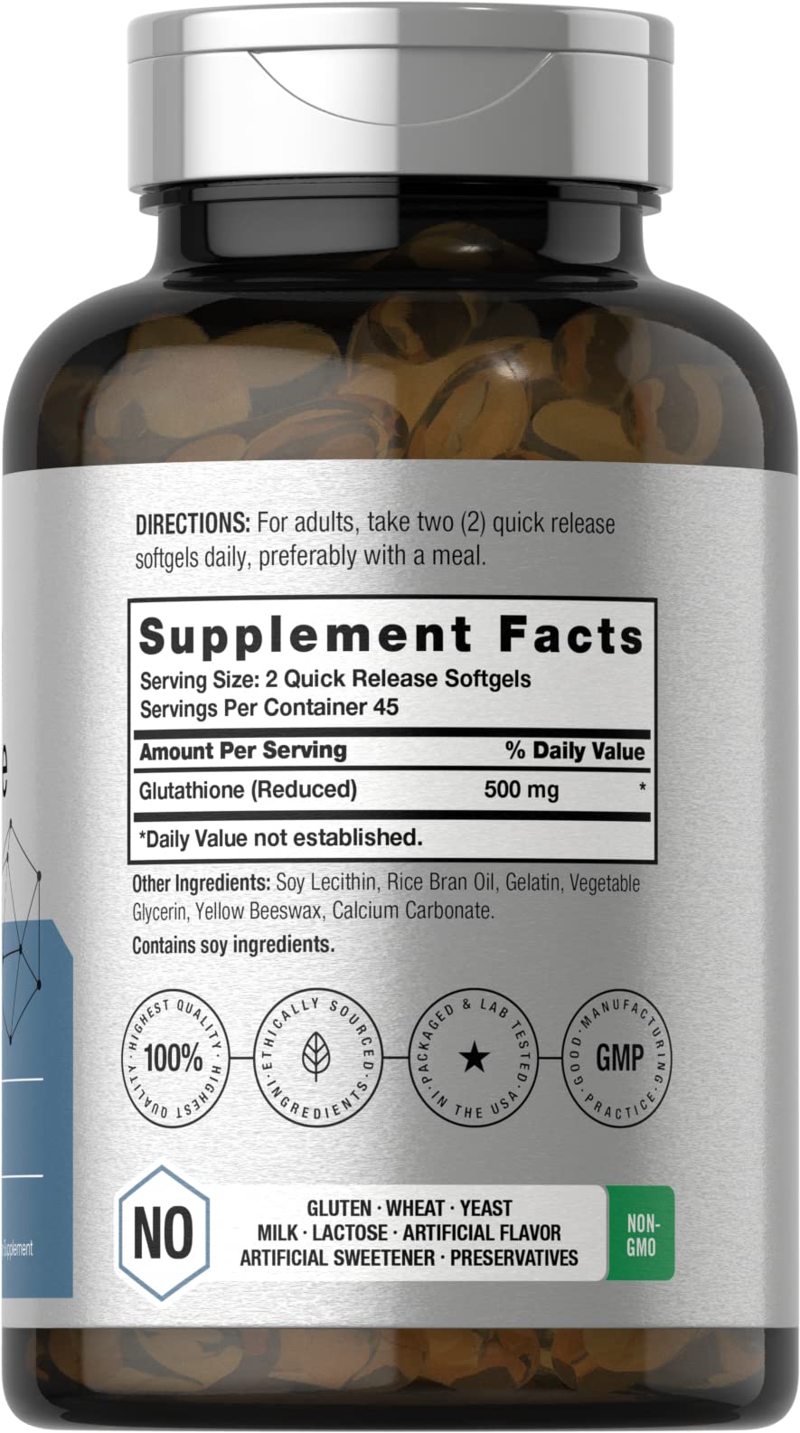 Horbäach Liposomal Glutathione 500mg capsules side view