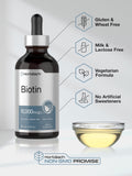 Horbäach Liquid Biotin bottle on a wooden table