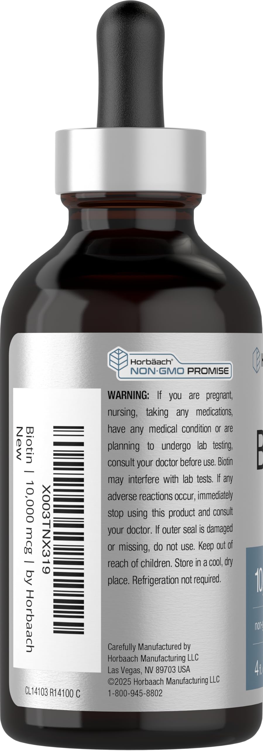 Horbäach Liquid Biotin ingredients list on packaging
