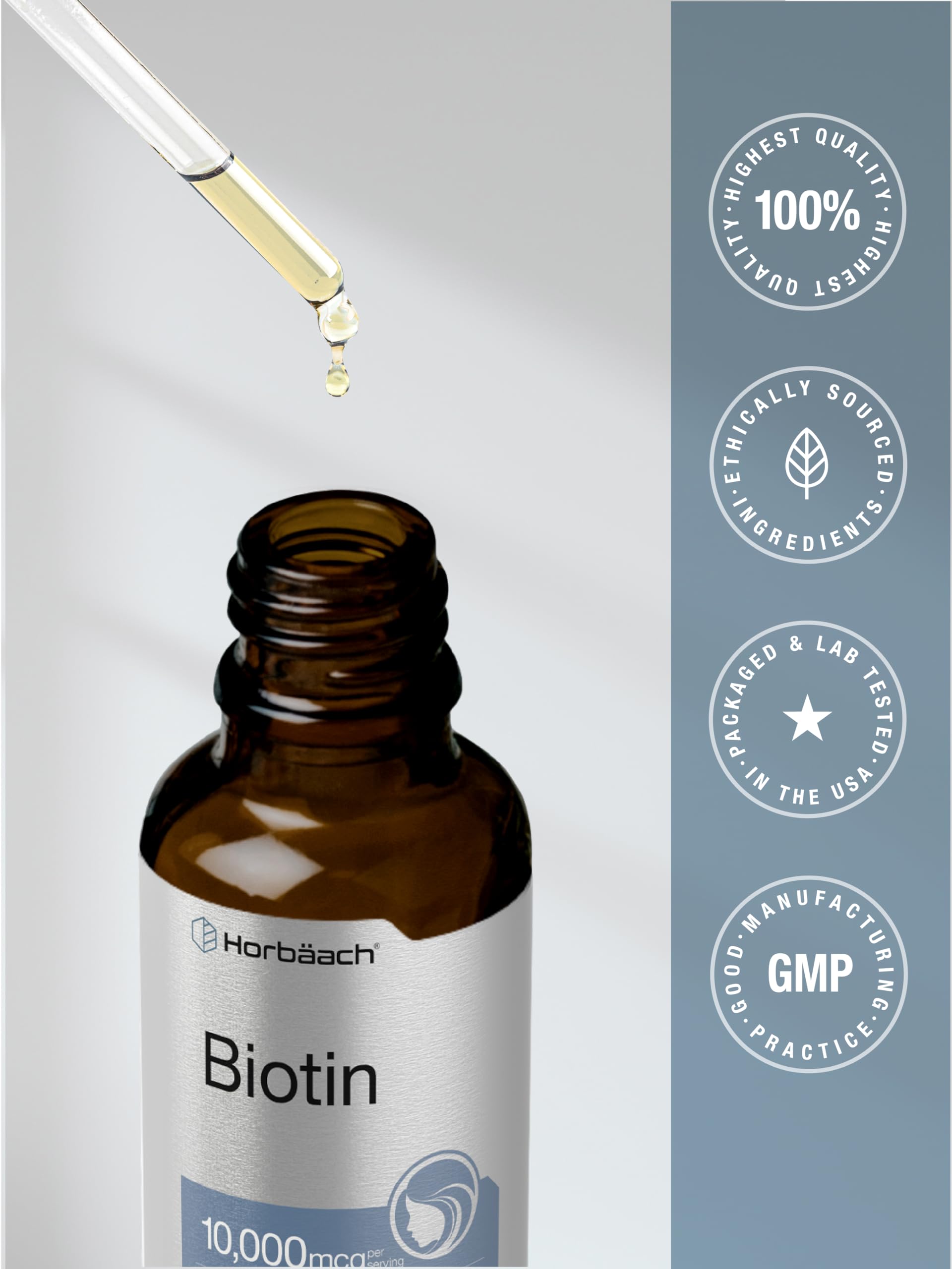 Horbäach Liquid Biotin packaging and label detail