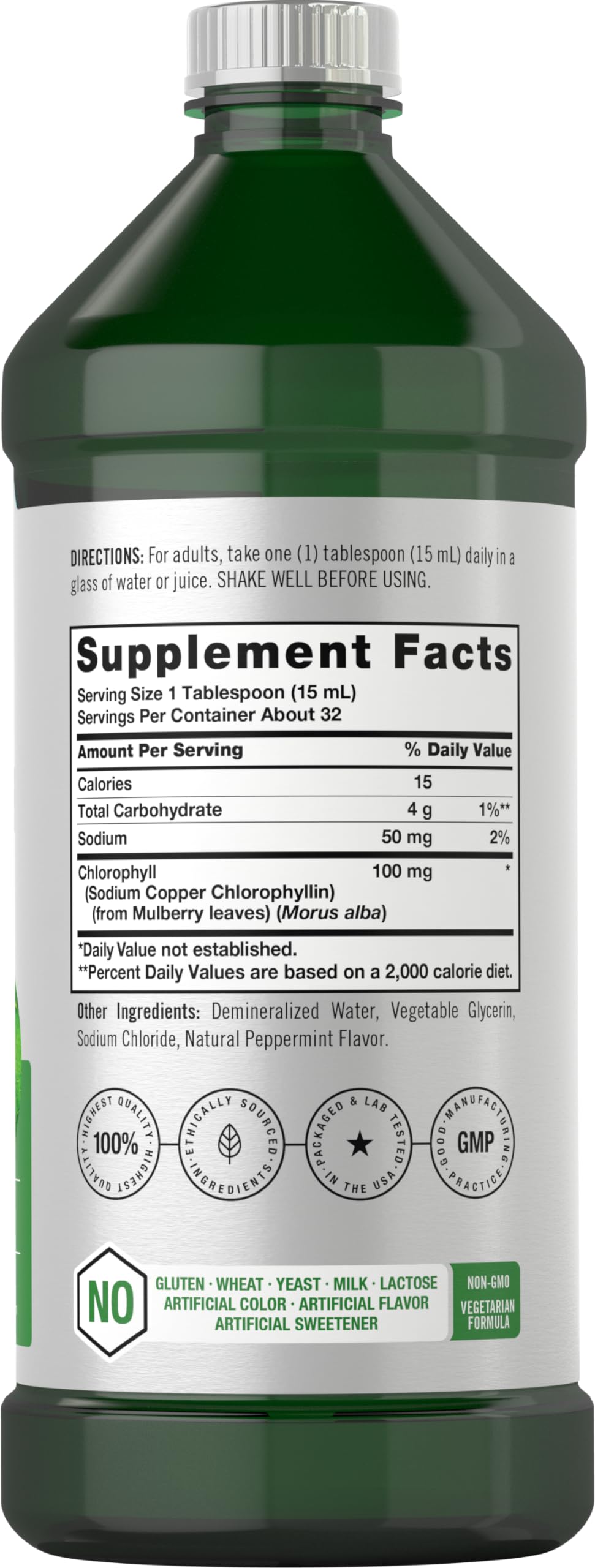 Horbäach Liquid Chlorophyll 100mg 907g bottle side view