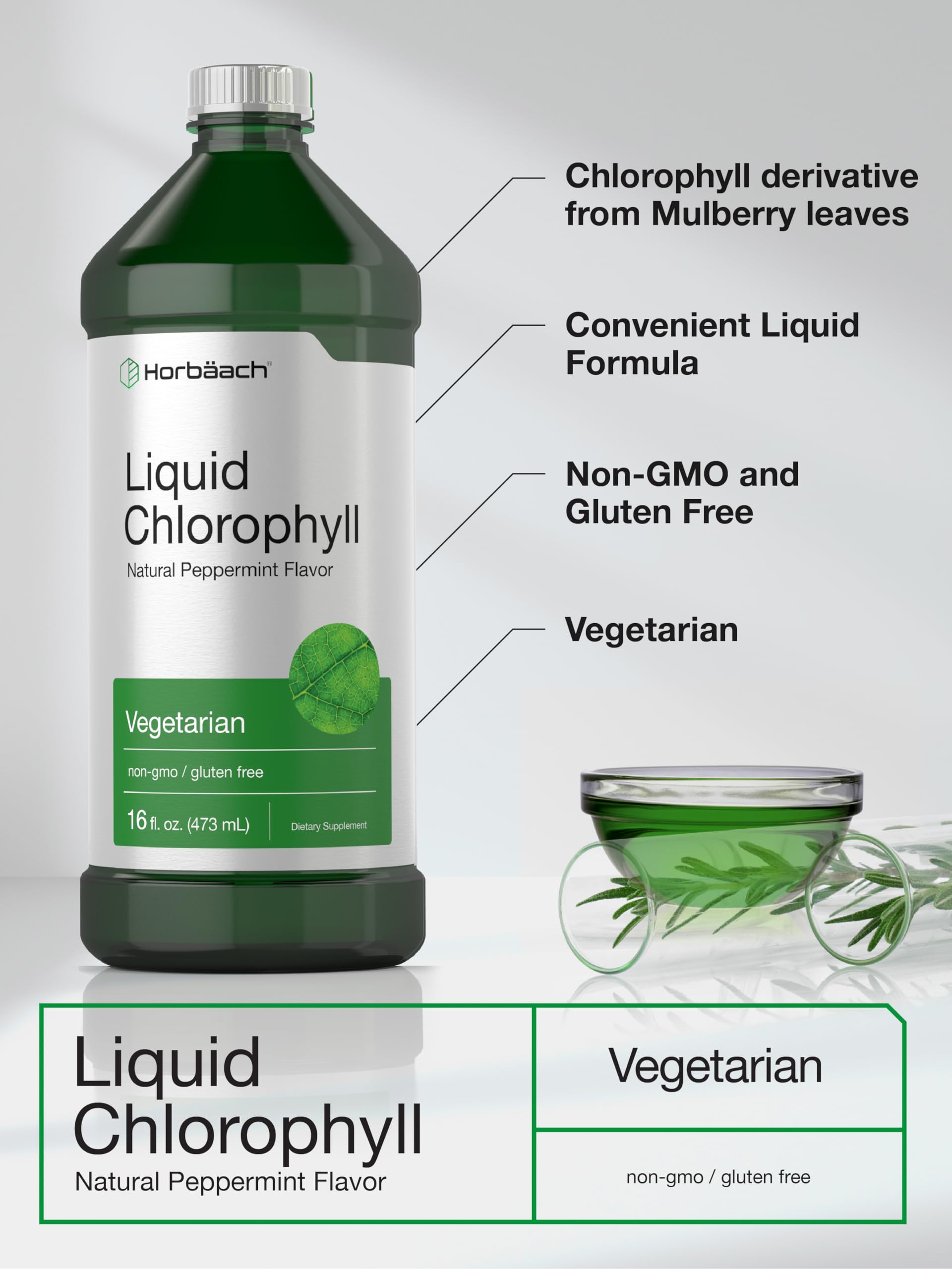 Horbäach Liquid Chlorophyll 100mg 907g nutritional information