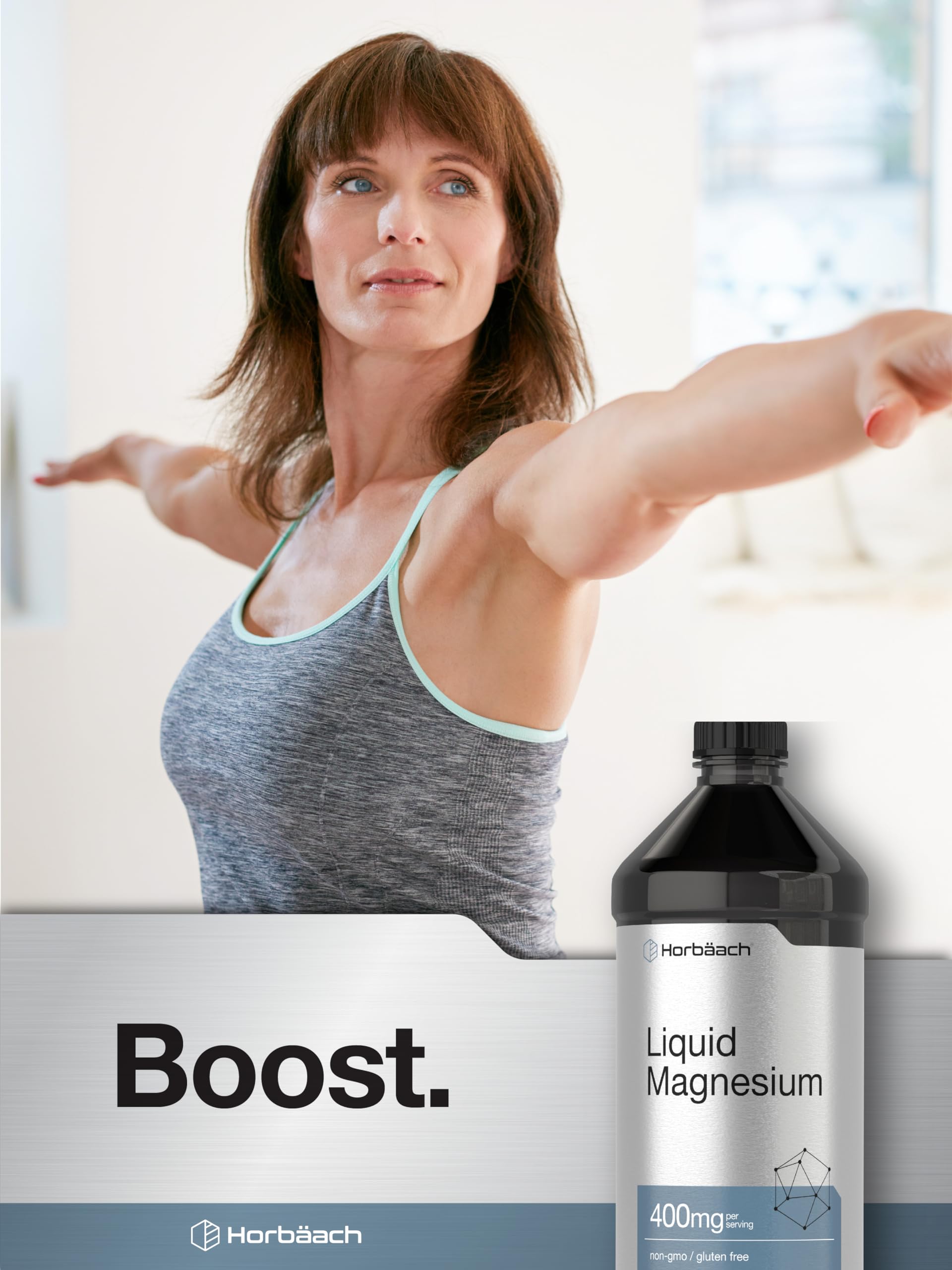 Horbäach Liquid Magnesium 400mg bottle with measuring spoon