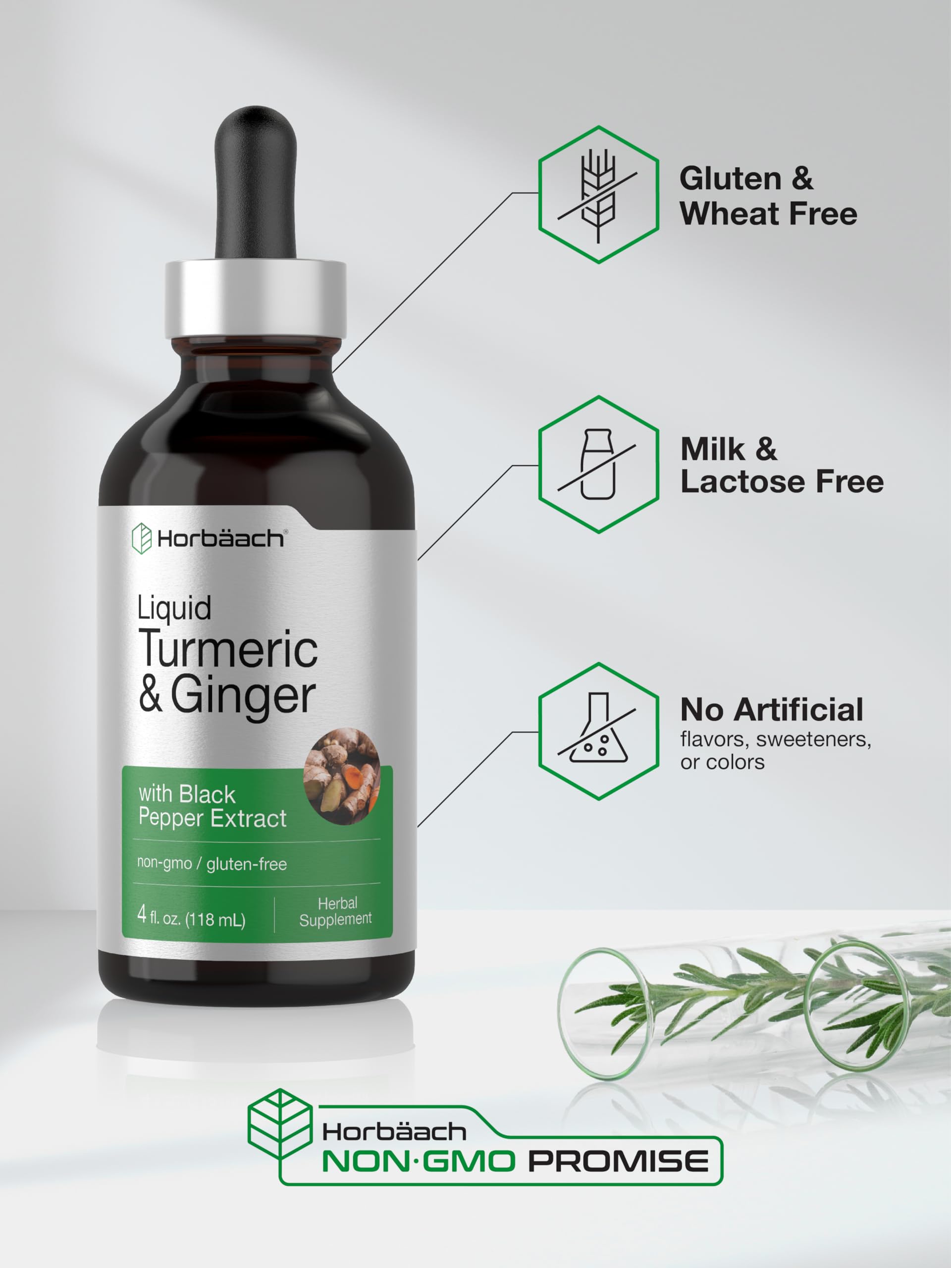 Horbäach Liquid Turmeric & Ginger Supplement 249g back label
