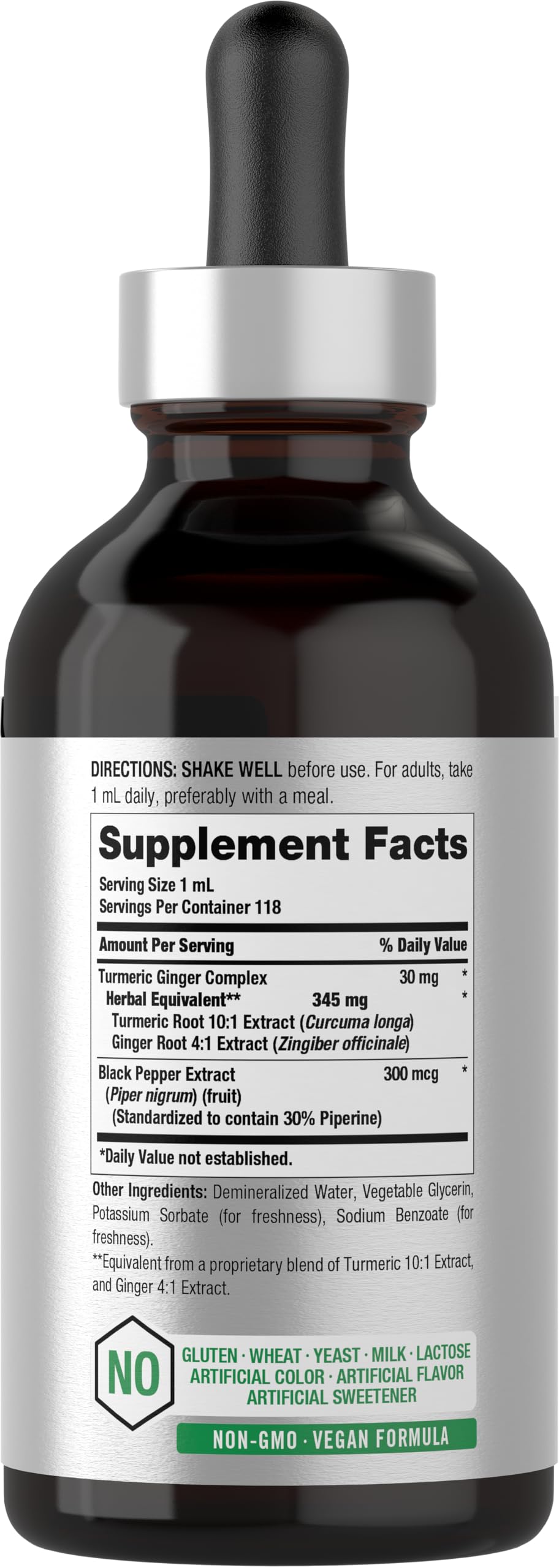 Horbäach Liquid Turmeric & Ginger Supplement 249g bottle with dropper