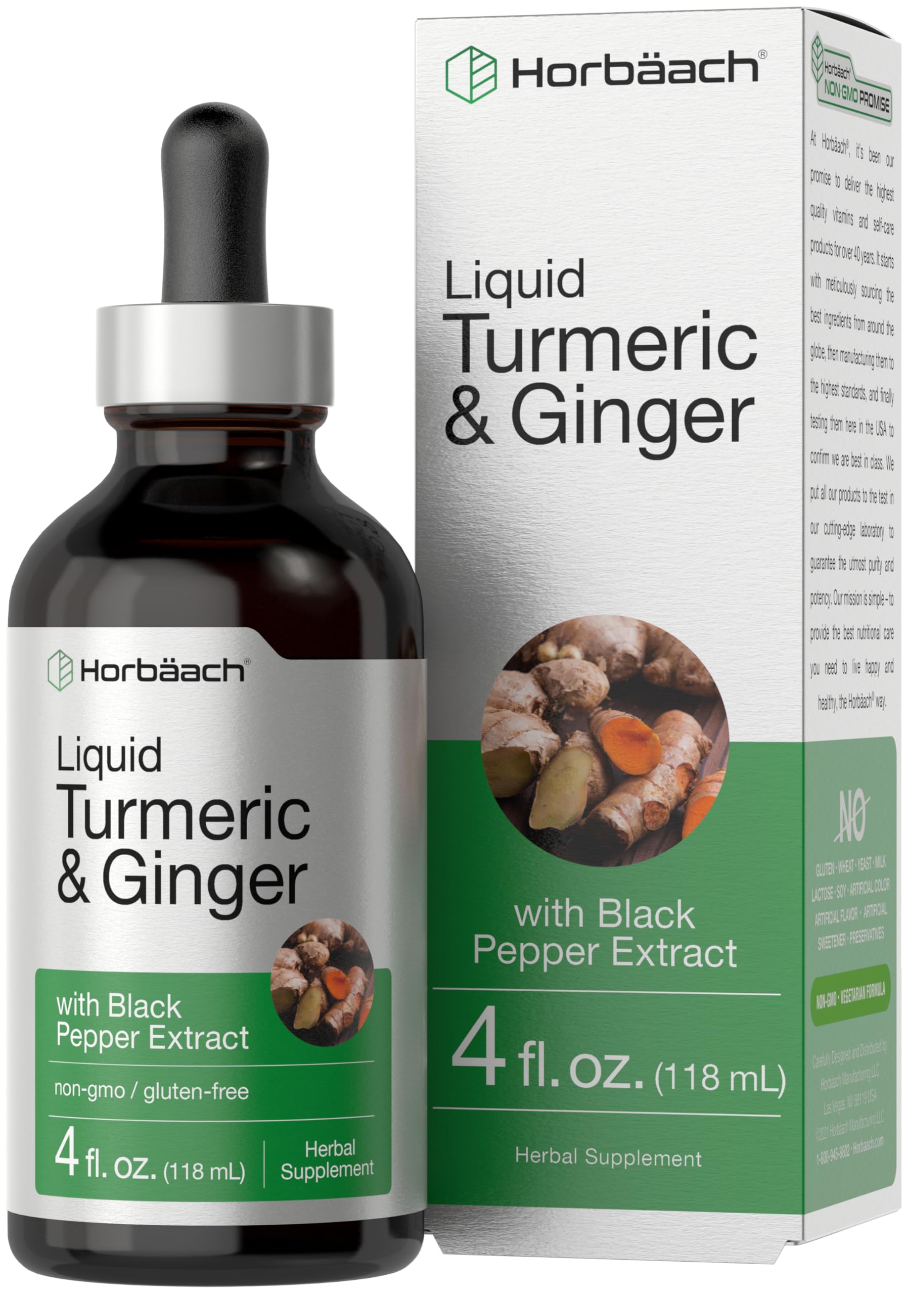 Horbäach Liquid Turmeric & Ginger Supplement 249g front view