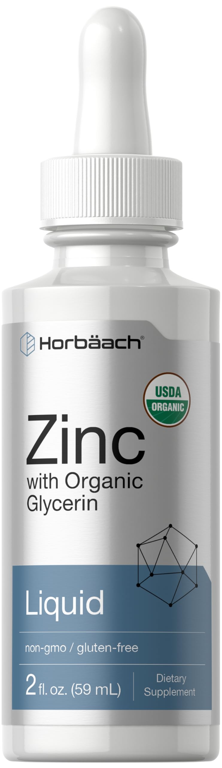 Horbäach Liquid Zinc 8mg dropper bottle front view