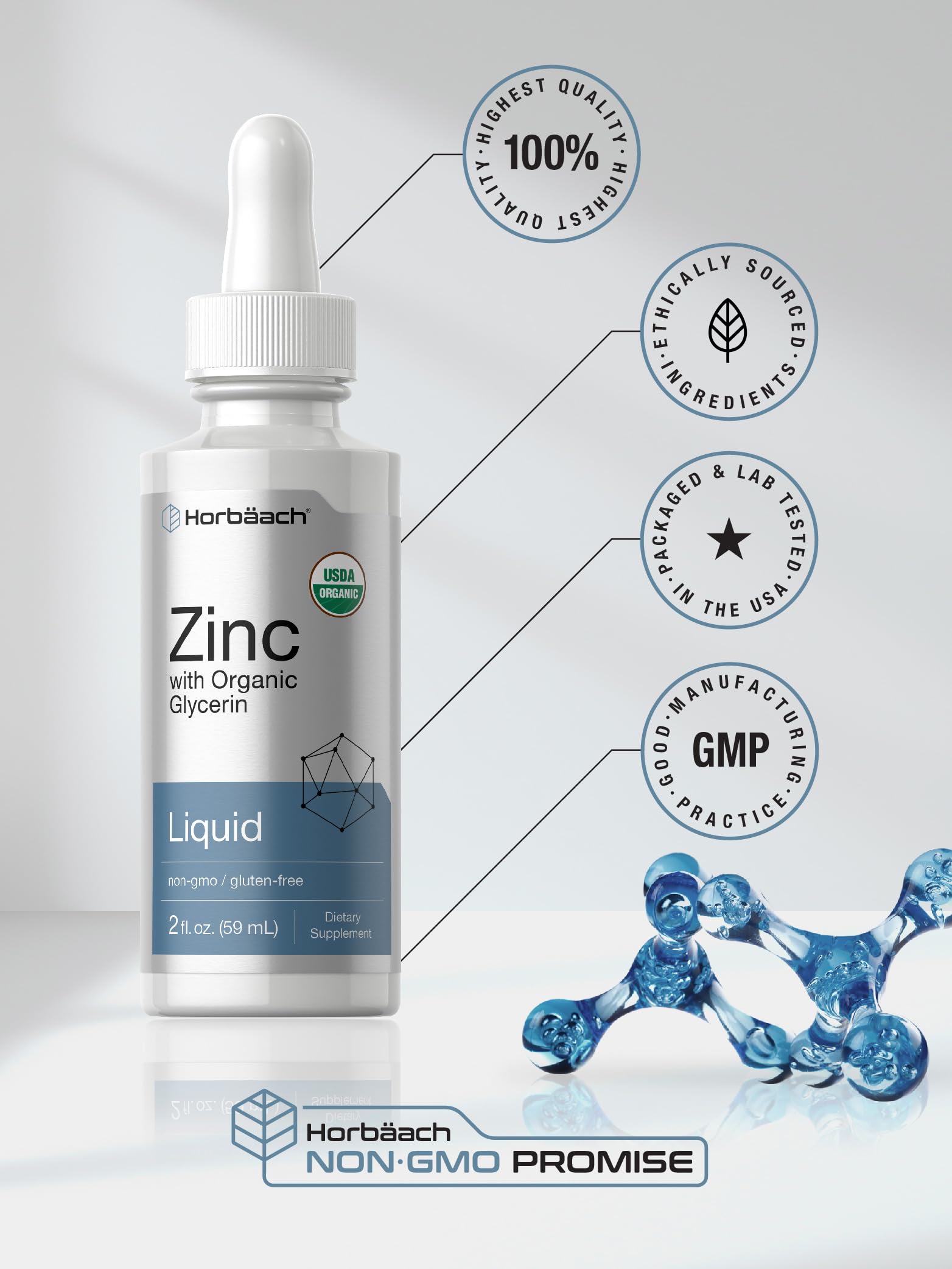 Horbäach Liquid Zinc 8mg with a measuring spoon