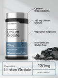 Horbäach Lithium Orotate Capsules 130mg with capsules on a table