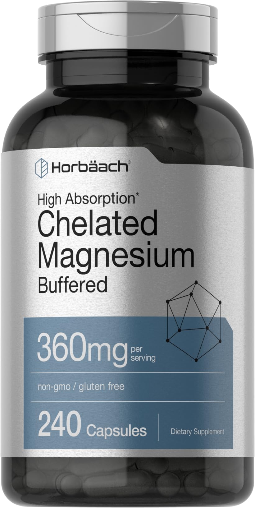Horbäach Magnesium Bisglycinate 360mg capsules front view
