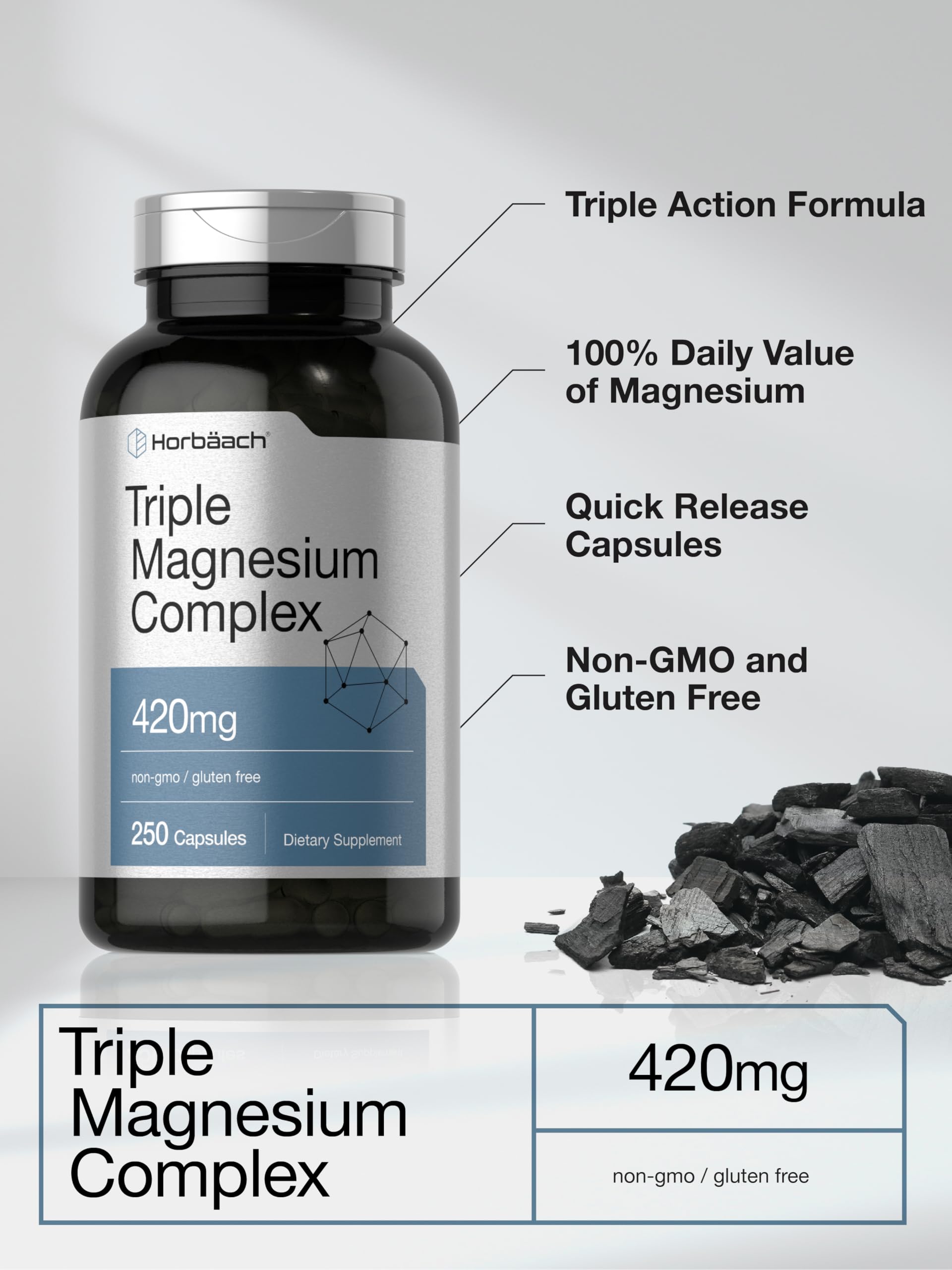 Horbäach Magnesium Complex 420mg capsules with ingredients list