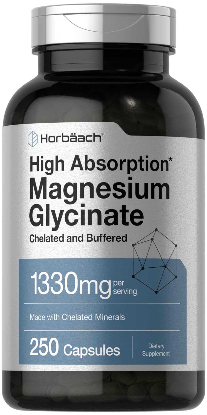Horbäach Magnesium Glycinate 1330mg 90 capsules front view