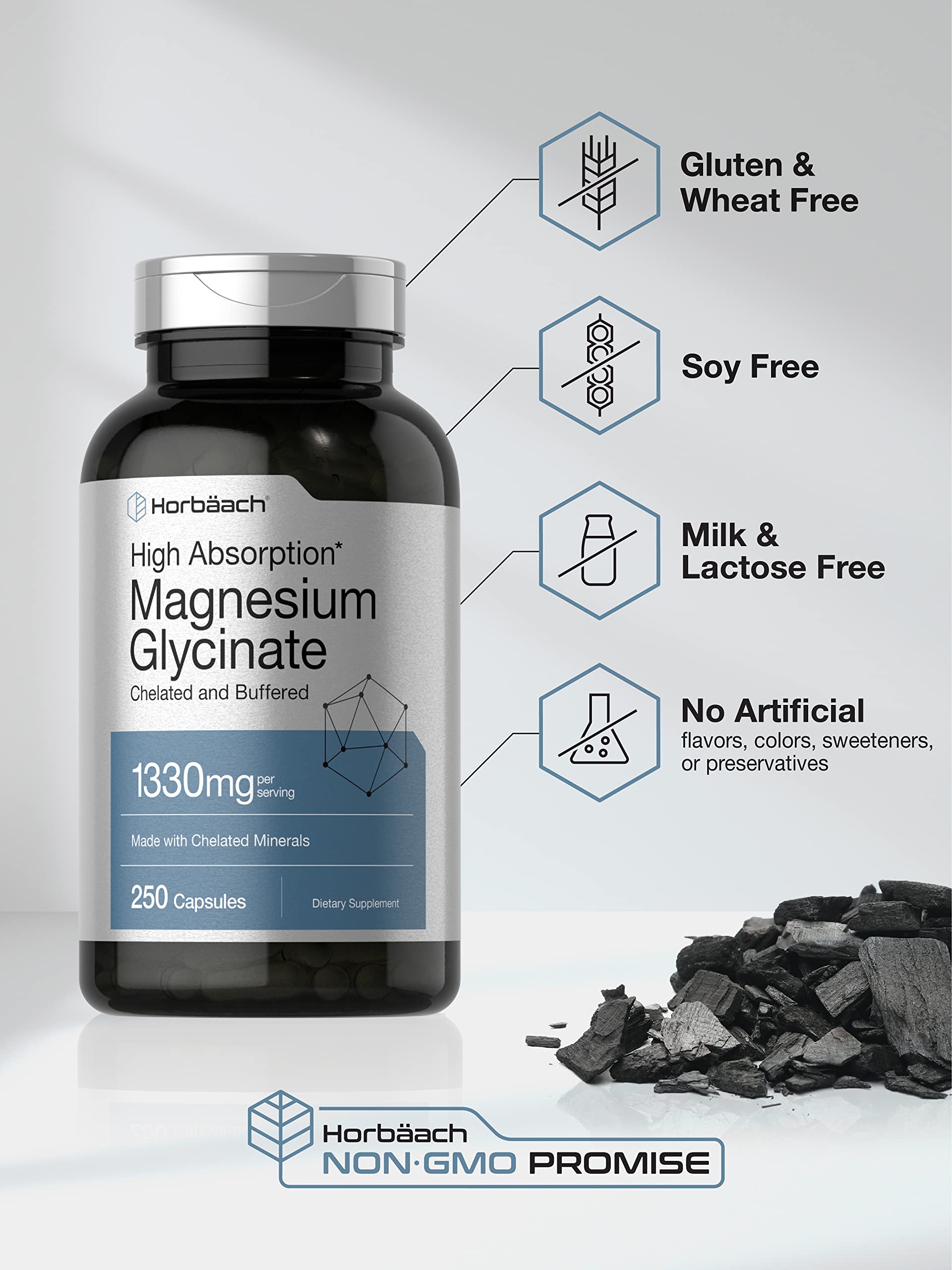 Horbäach Magnesium Glycinate 90 capsules back view