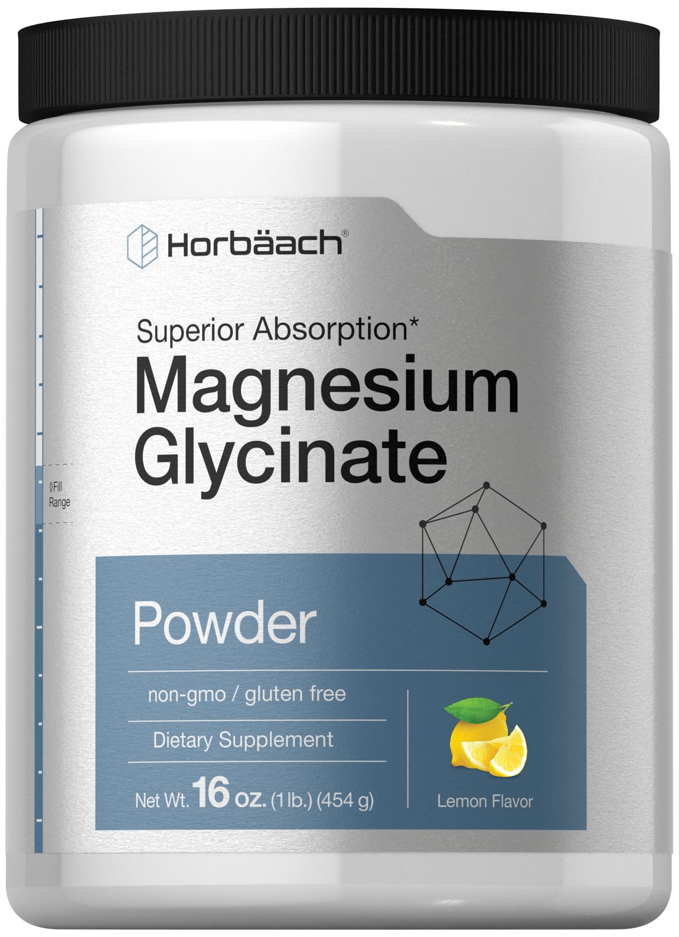Horbäach Magnesium Powder lemon flavour front view