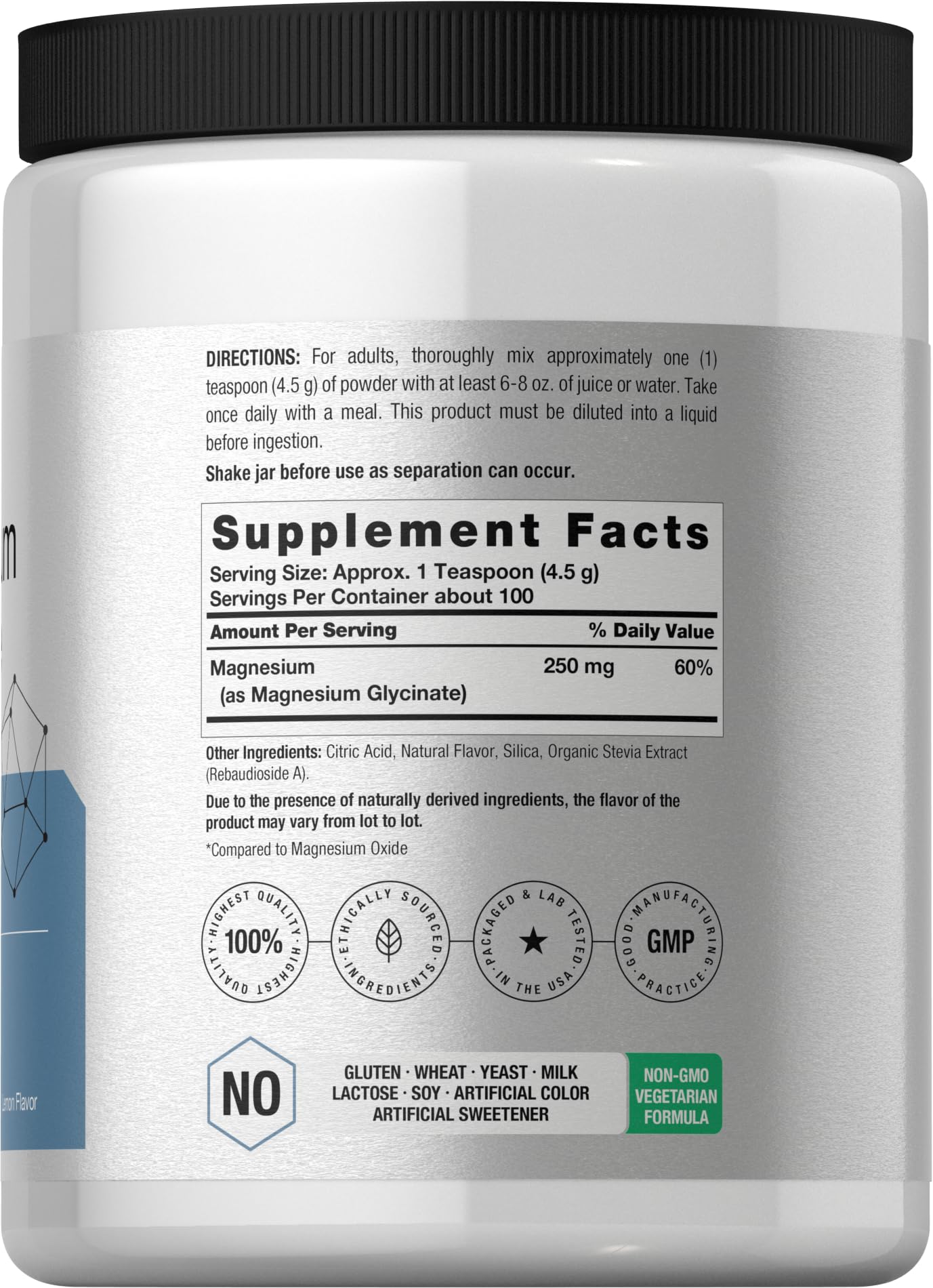 Horbäach Magnesium Powder packaging with nutritional information