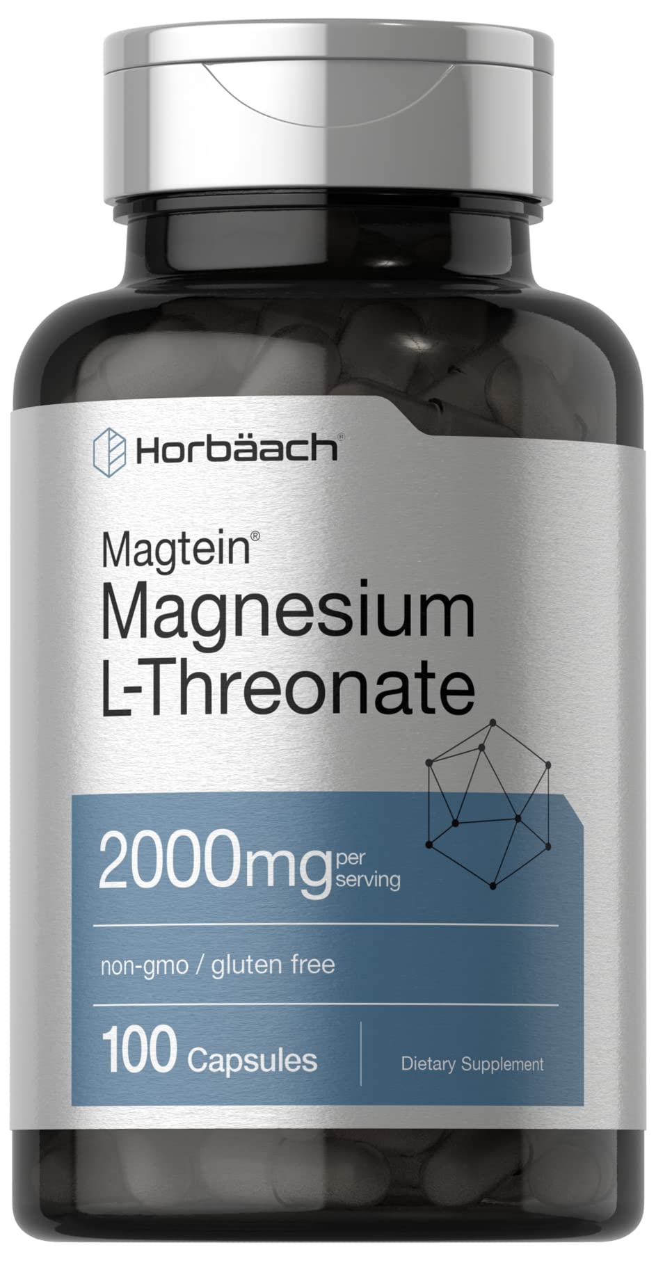 Horbäach Magnesium Threonate 2000mg capsules front view