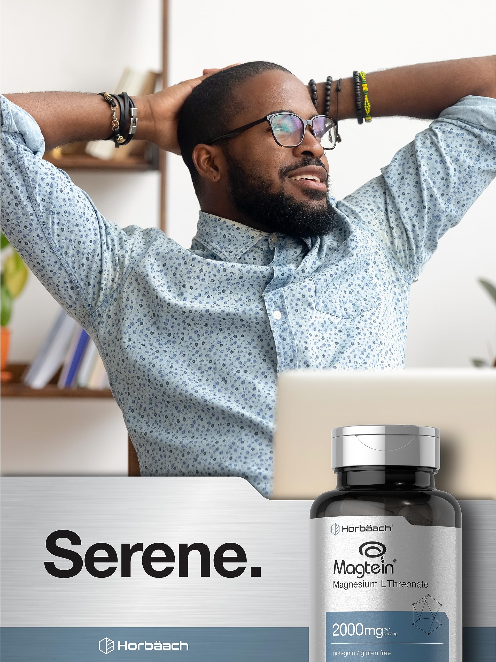Horbäach Magnesium Threonate 2000mg capsules in a hand