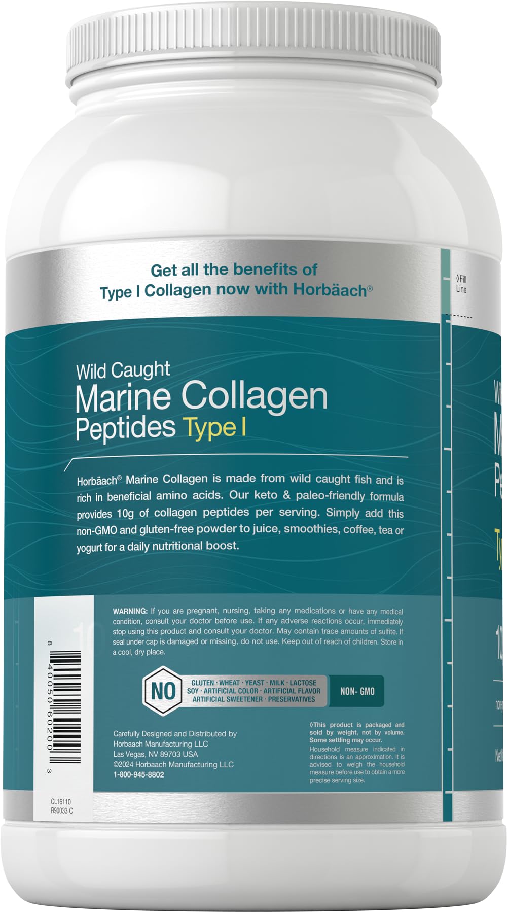 Horbäach Marine Collagen Powder mixed in a glass of water