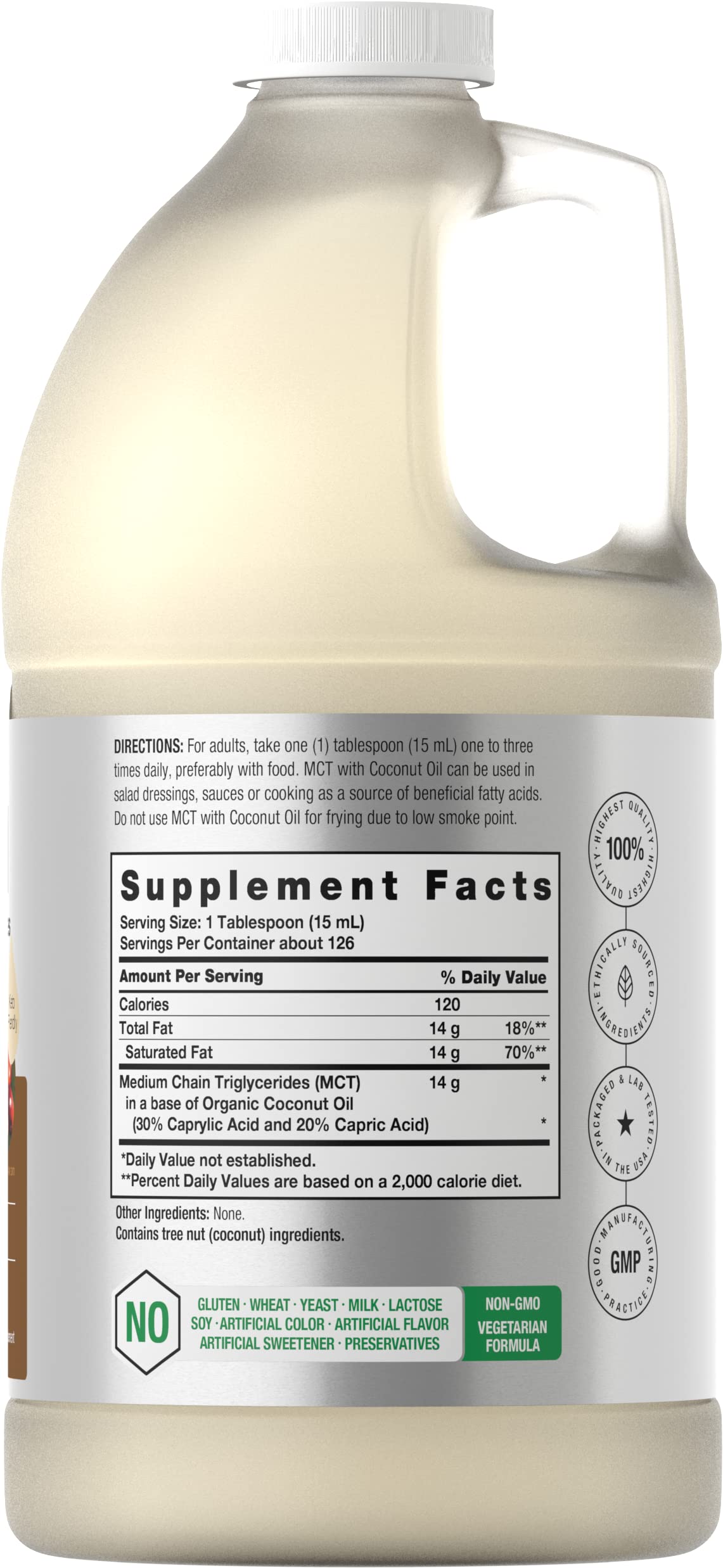 Horbäach MCT Oil 1851g back view with ingredient details