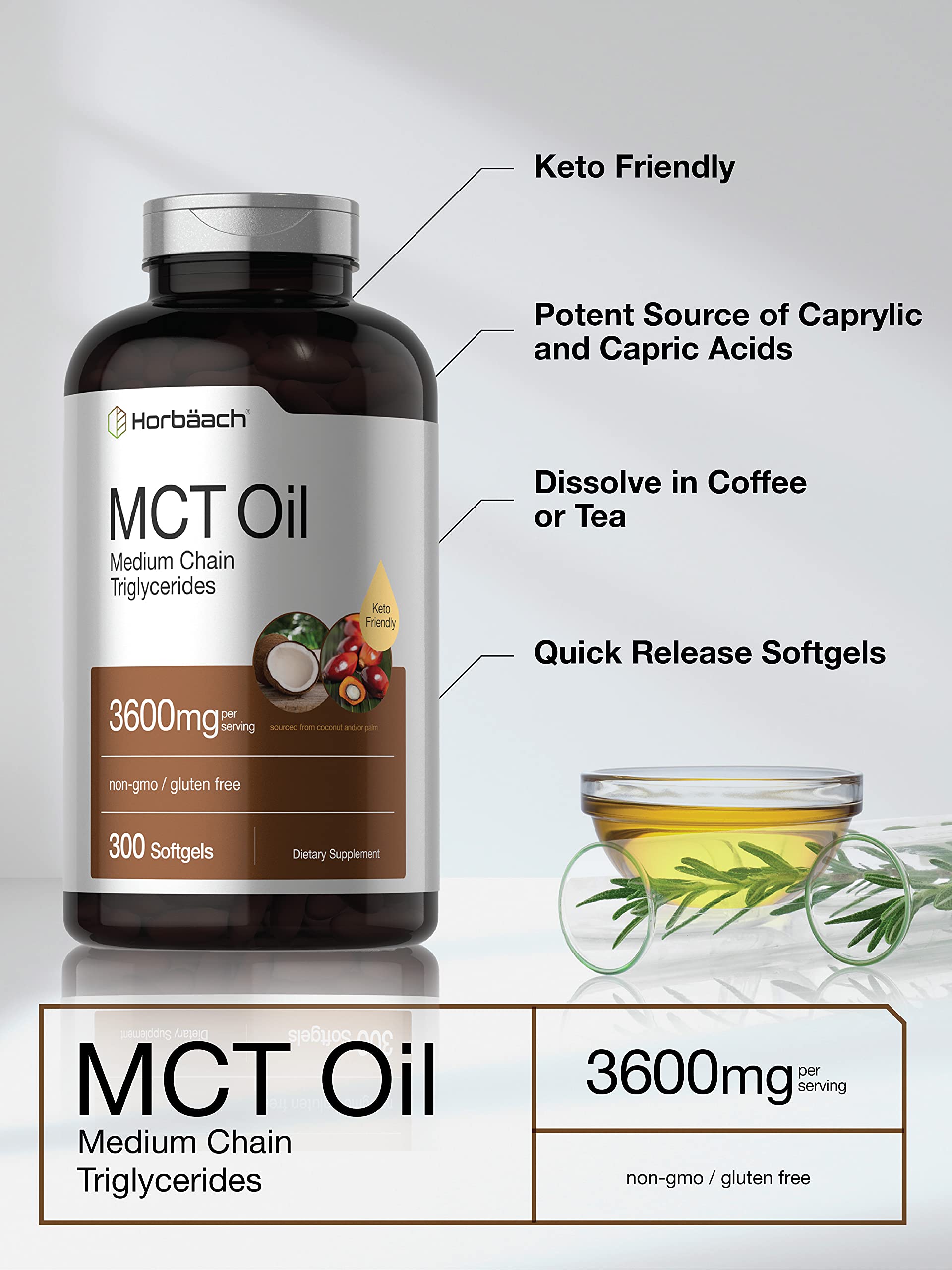 Horbäach MCT Oil Softgels close-up of softgel
