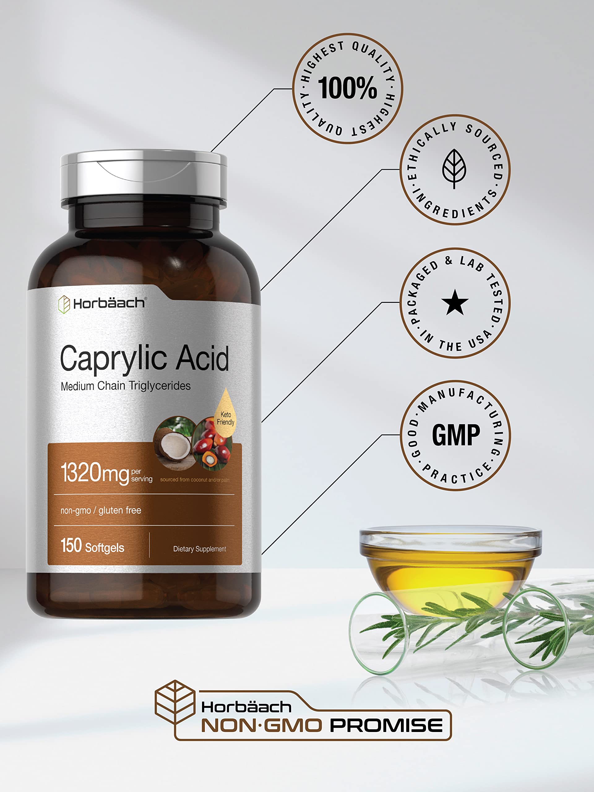 Horbäach MCT Oil softgels with fresh coconuts