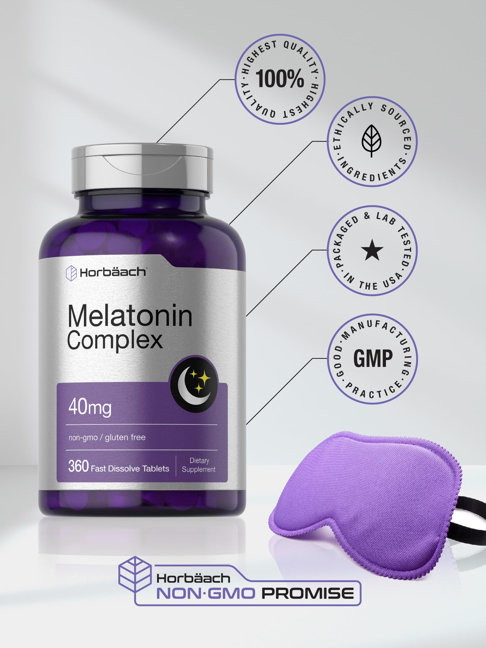 Horbäach Melatonin Complex on a bedside table