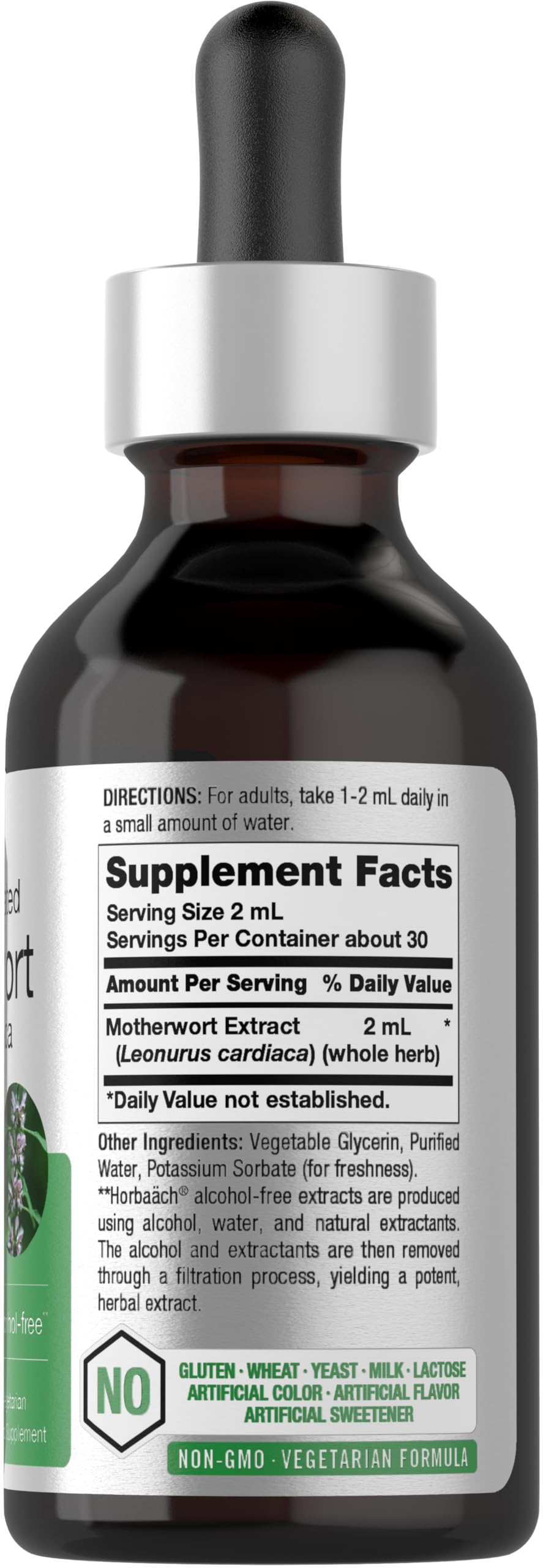 Horbäach Motherwort Liquid Extract 141g back view with ingredients