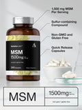 Horbäach MSM 1500mg capsules opened bottle with capsules