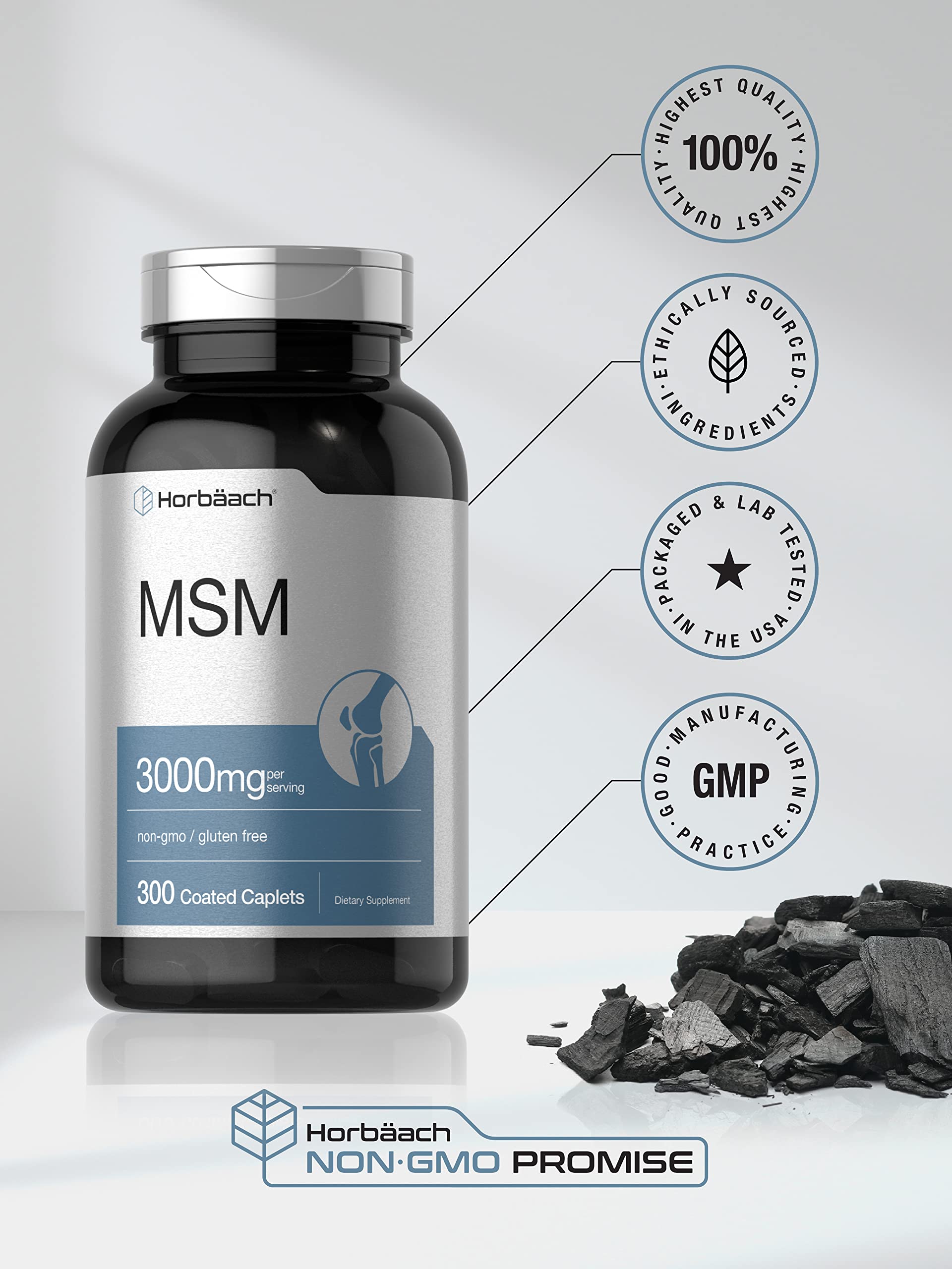 Horbäach MSM Supplement 3000mg lifestyle scene with a glass of water
