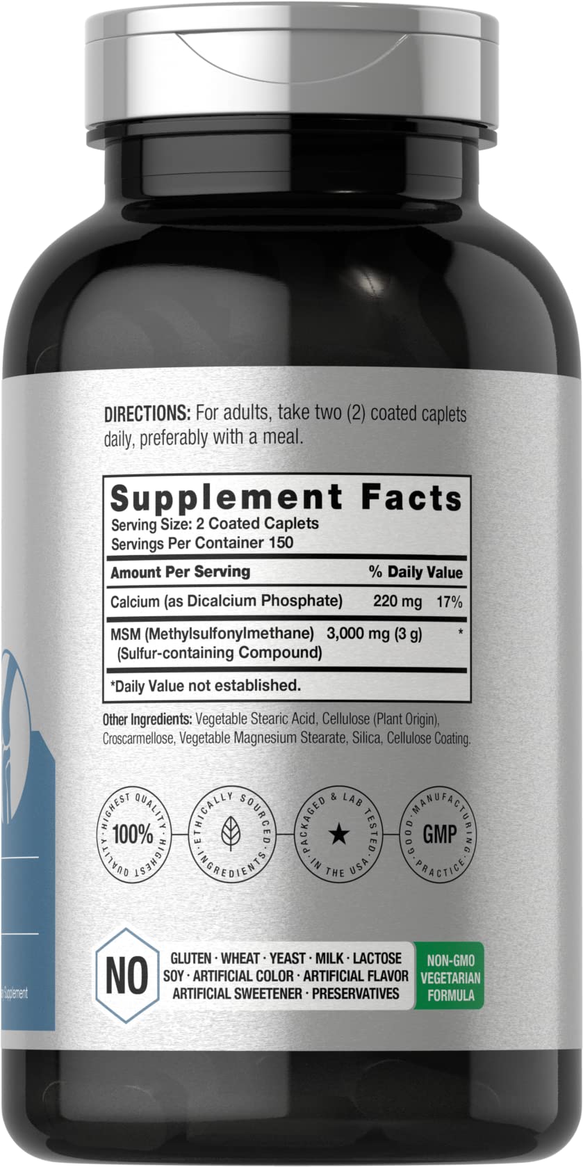 Horbäach MSM Supplement 3000mg side view showing capsule details