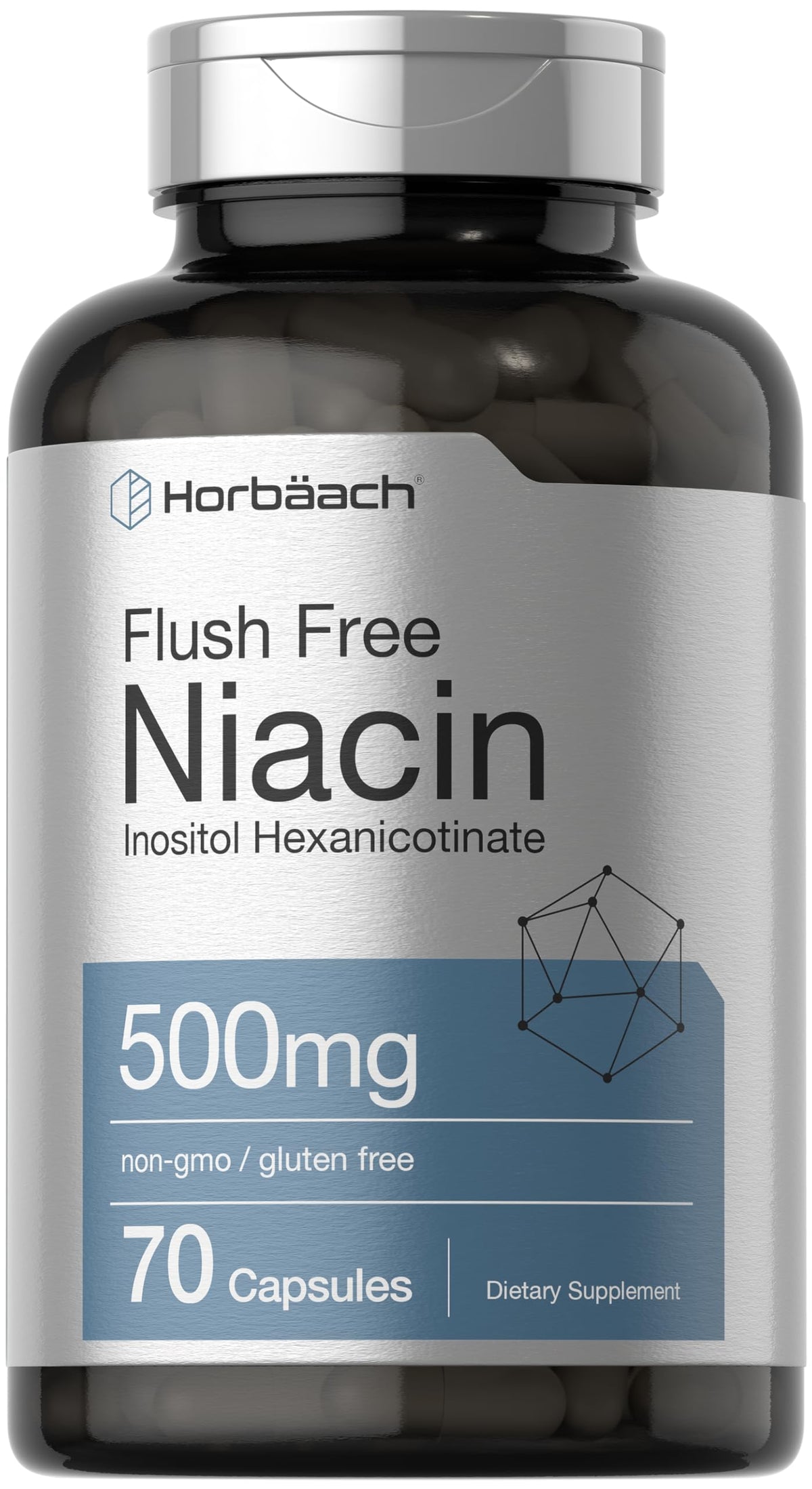 Horbäach Niacin B3 Supplement 400mg capsule bottle front view