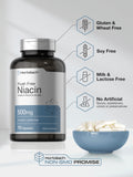 Horbäach Niacin B3 Supplement 400mg capsules on a wooden table