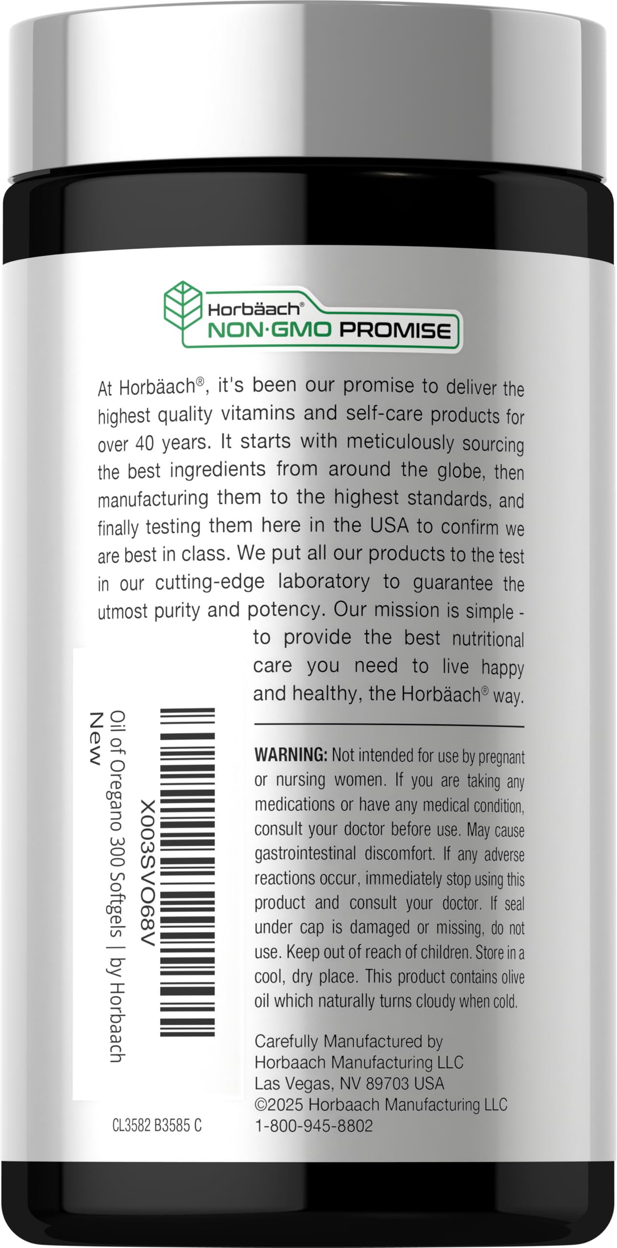 Horbäach Oil of Oregano Softgels 150mg packaging