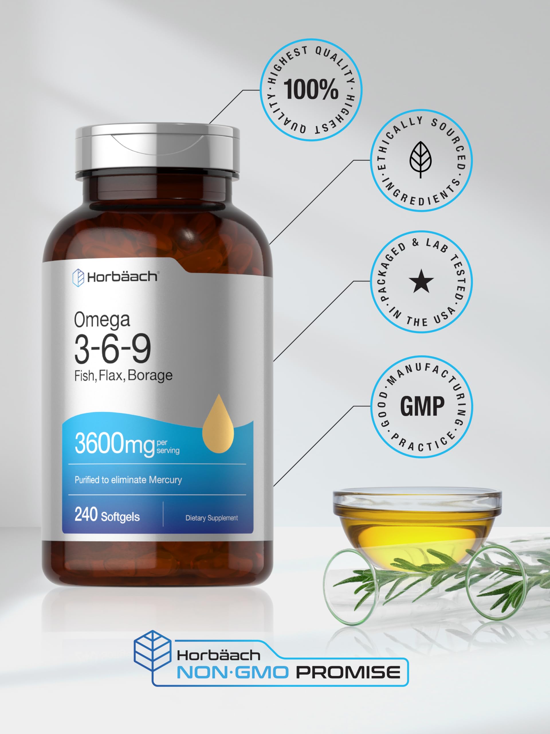 Horbäach Omega 3-6-9 Triple Omega Softgels in hand