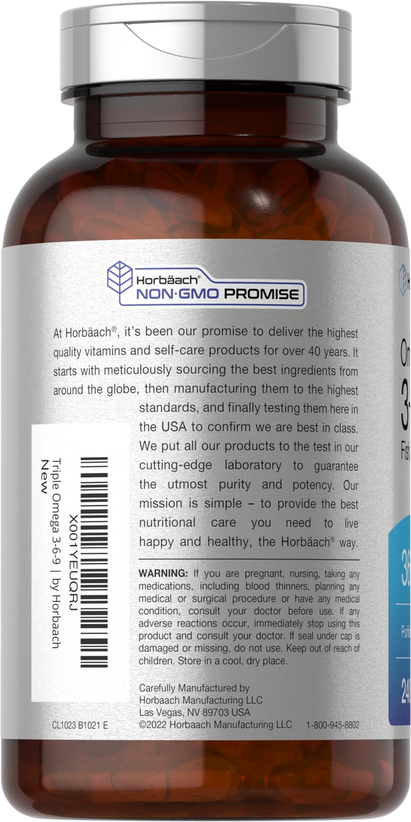 Horbäach Omega 3-6-9 Triple Omega Softgels side view